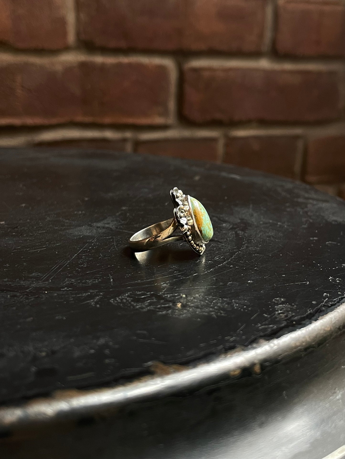 Teardrop Turquoise Ring | Sterling Silver | Handmade | Size 6 C944