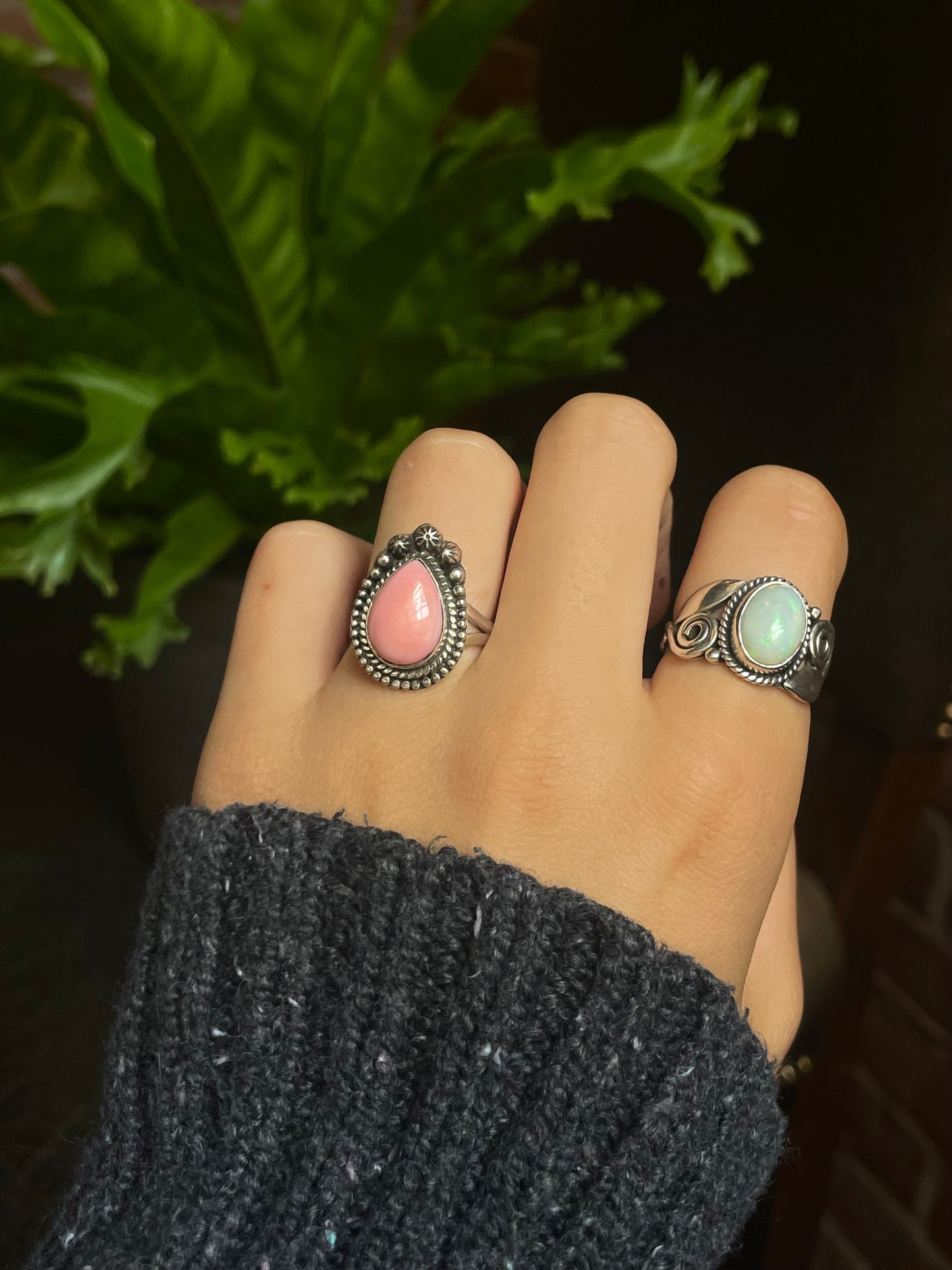 Pink Conch Tear Drop Ring Size 8 | 925 Sterling Silver G137