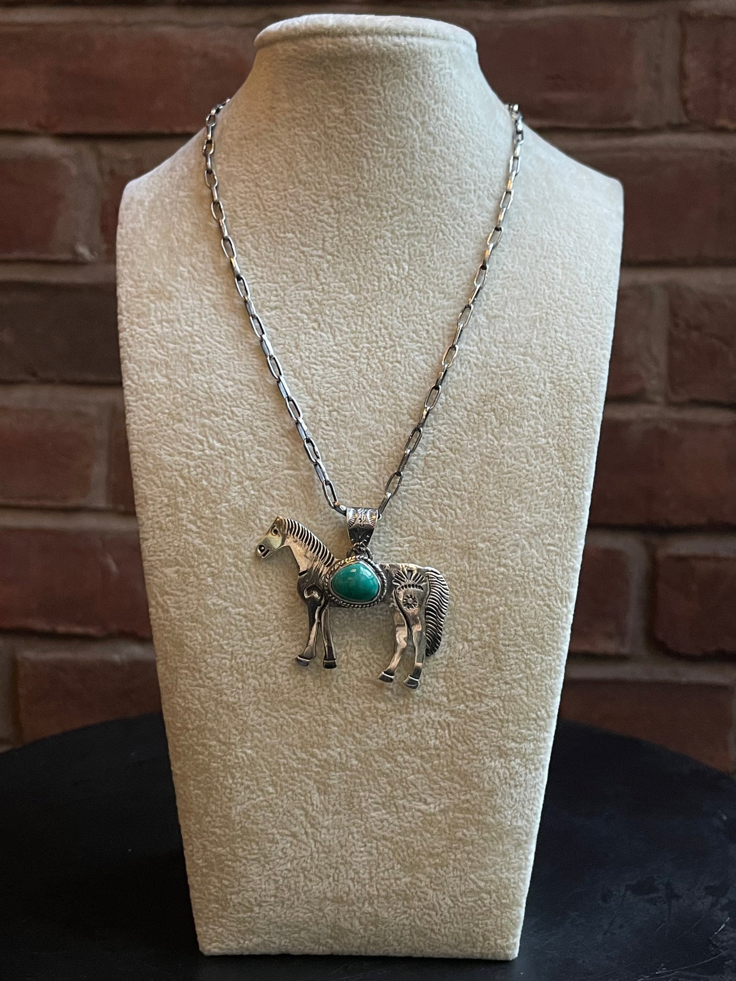 Kingman Turquoise Horse Pendant | 925 Sterling Silver E250