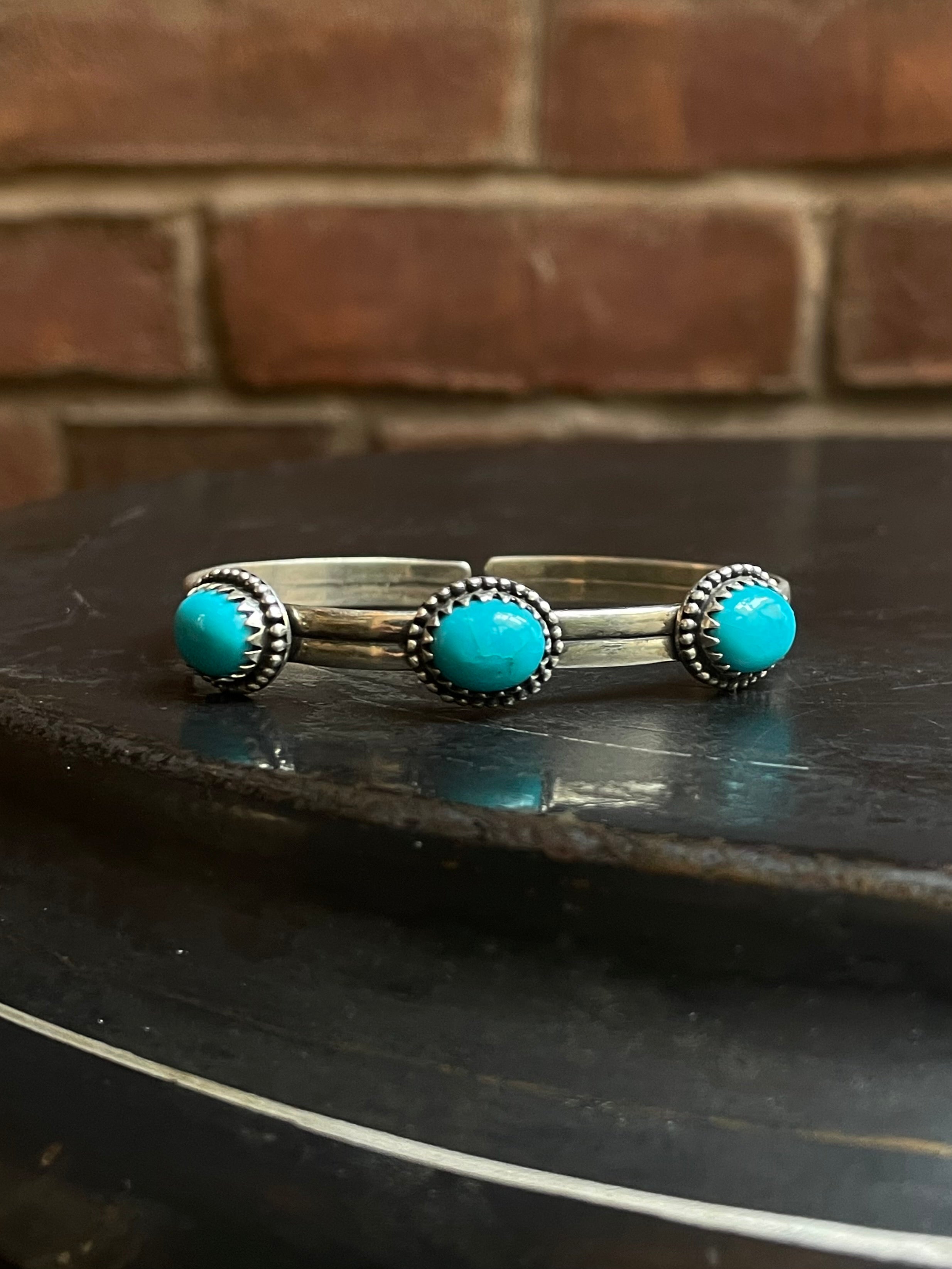 Kingman Turquoise Cuff | Triple Stone | 925 Silver E691