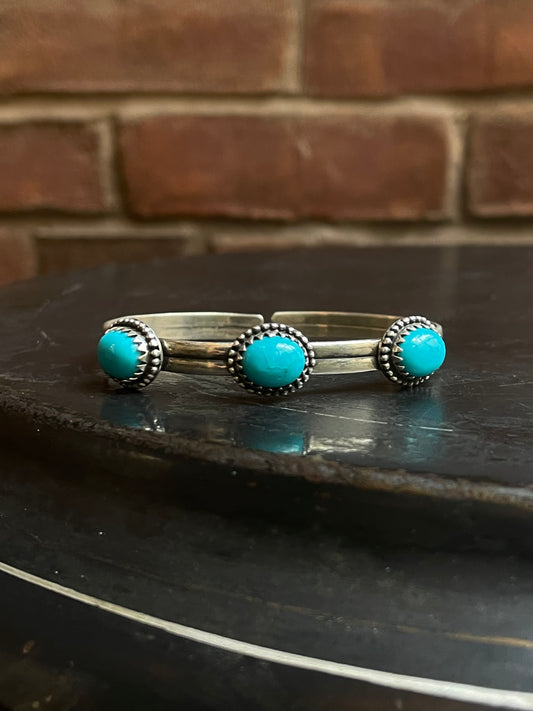Kingman Turquoise Cuff | Triple Stone | 925 Silver E691