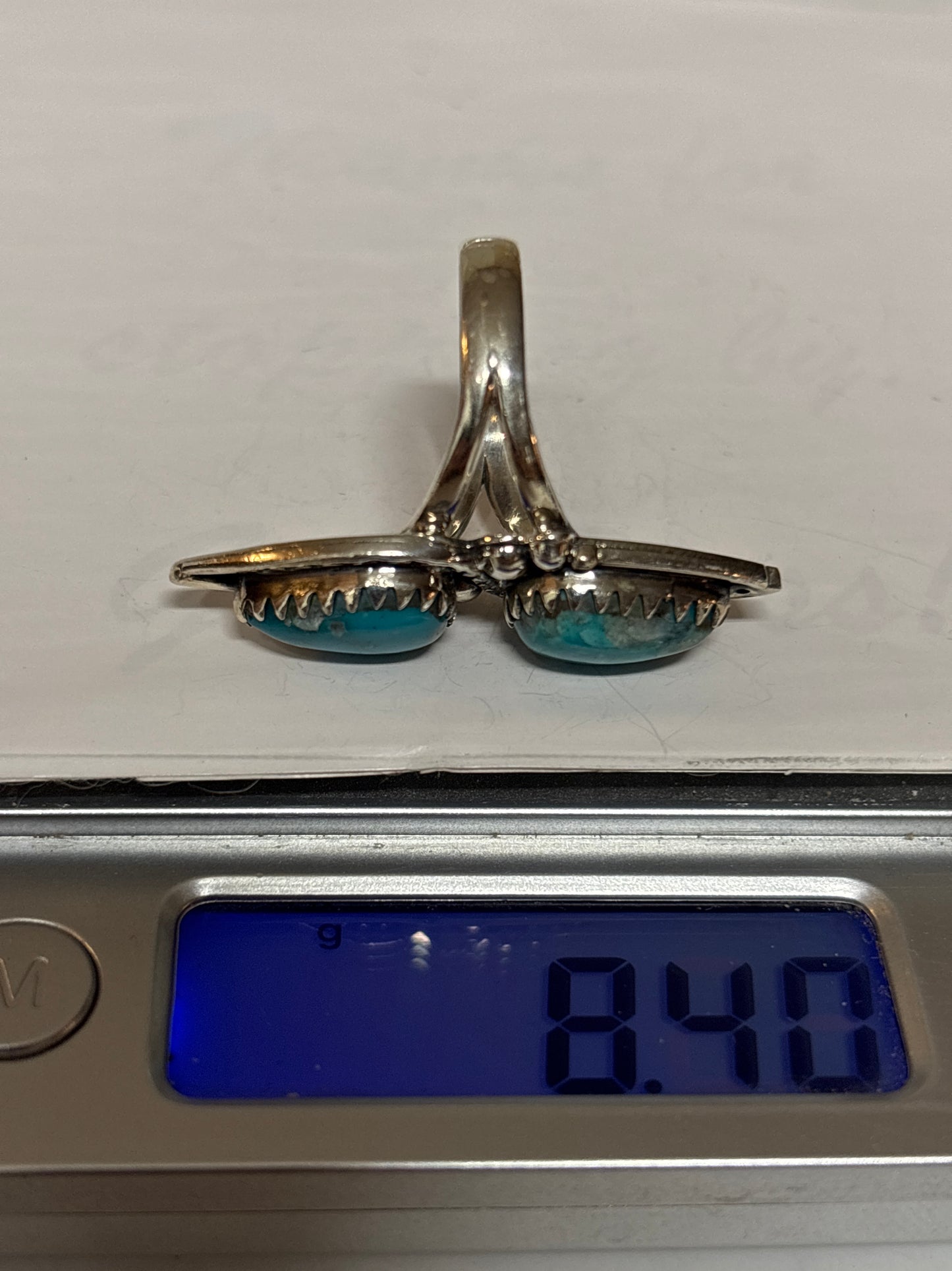 Turquoise Double Stone Ring Size 7 | 925 Sterling Silver C958