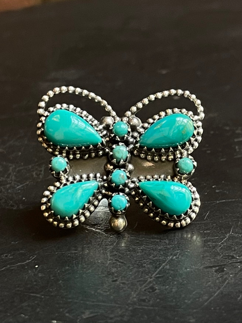 Turquoise Butterfly Ring Size 9 | Sterling Silver E952