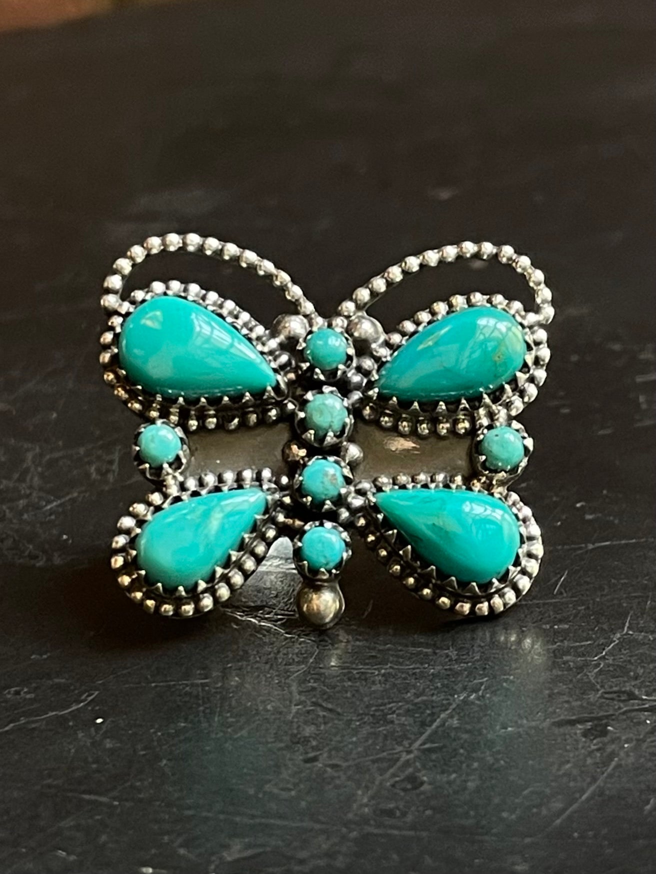 Turquoise Butterfly Ring Size 9 | Sterling Silver E952