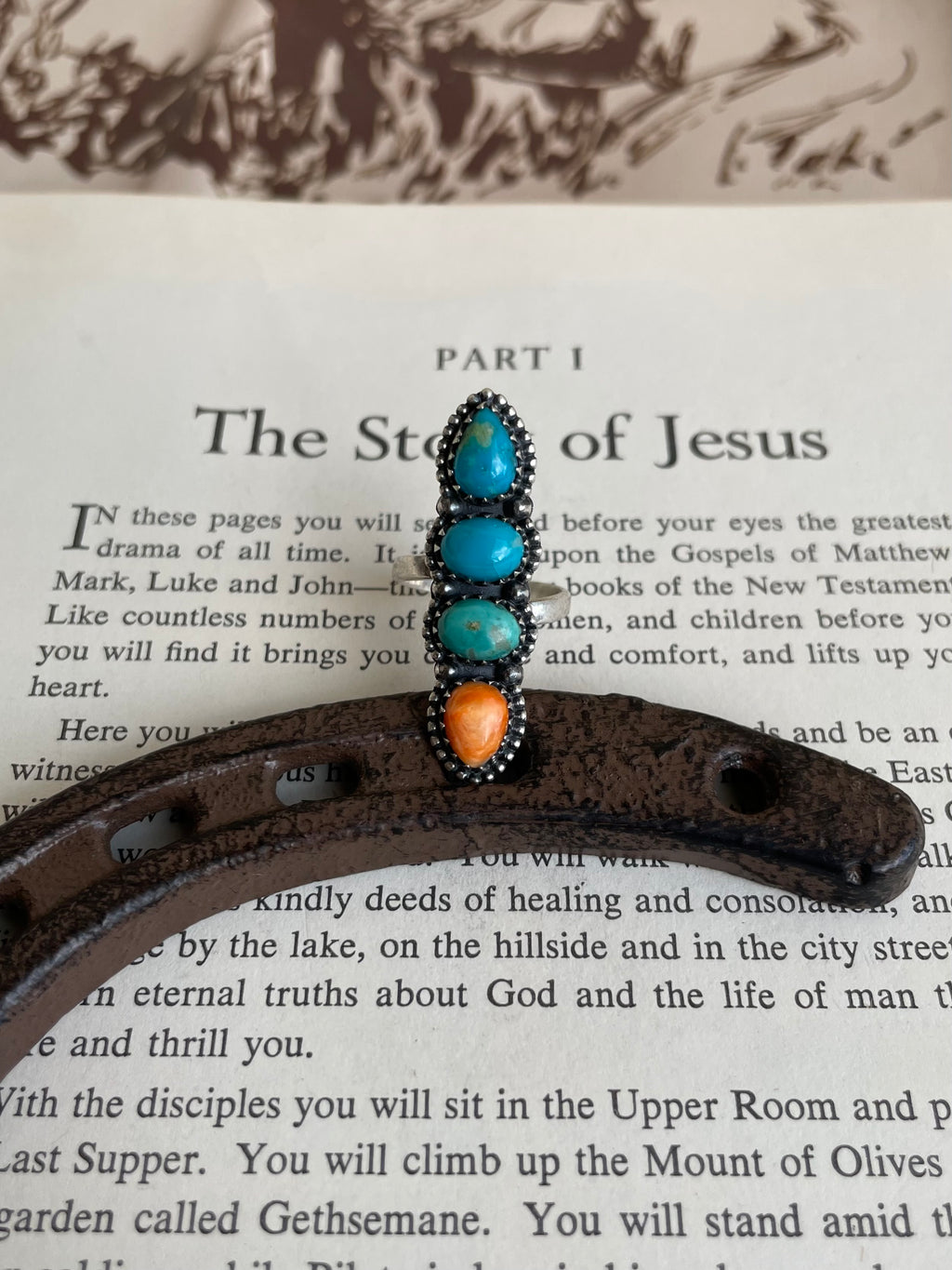 Turquoise & Spiny Oyster Four-Stone Ring | 925 Sterling Silver Size 6 G821