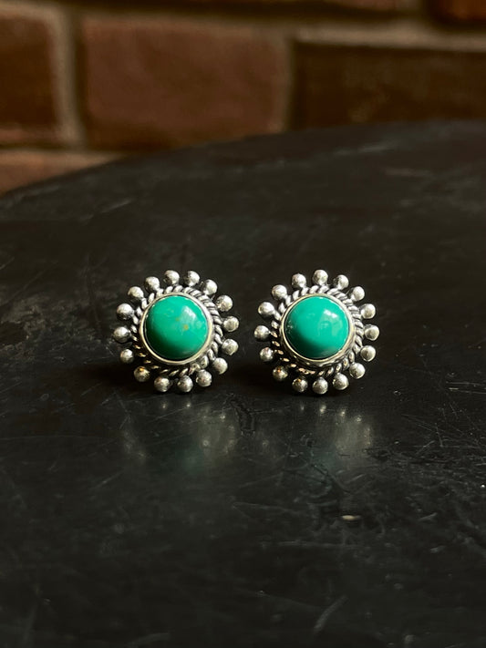 Kingman Turquoise Stud Earrings | 925 Sterling Silver E820