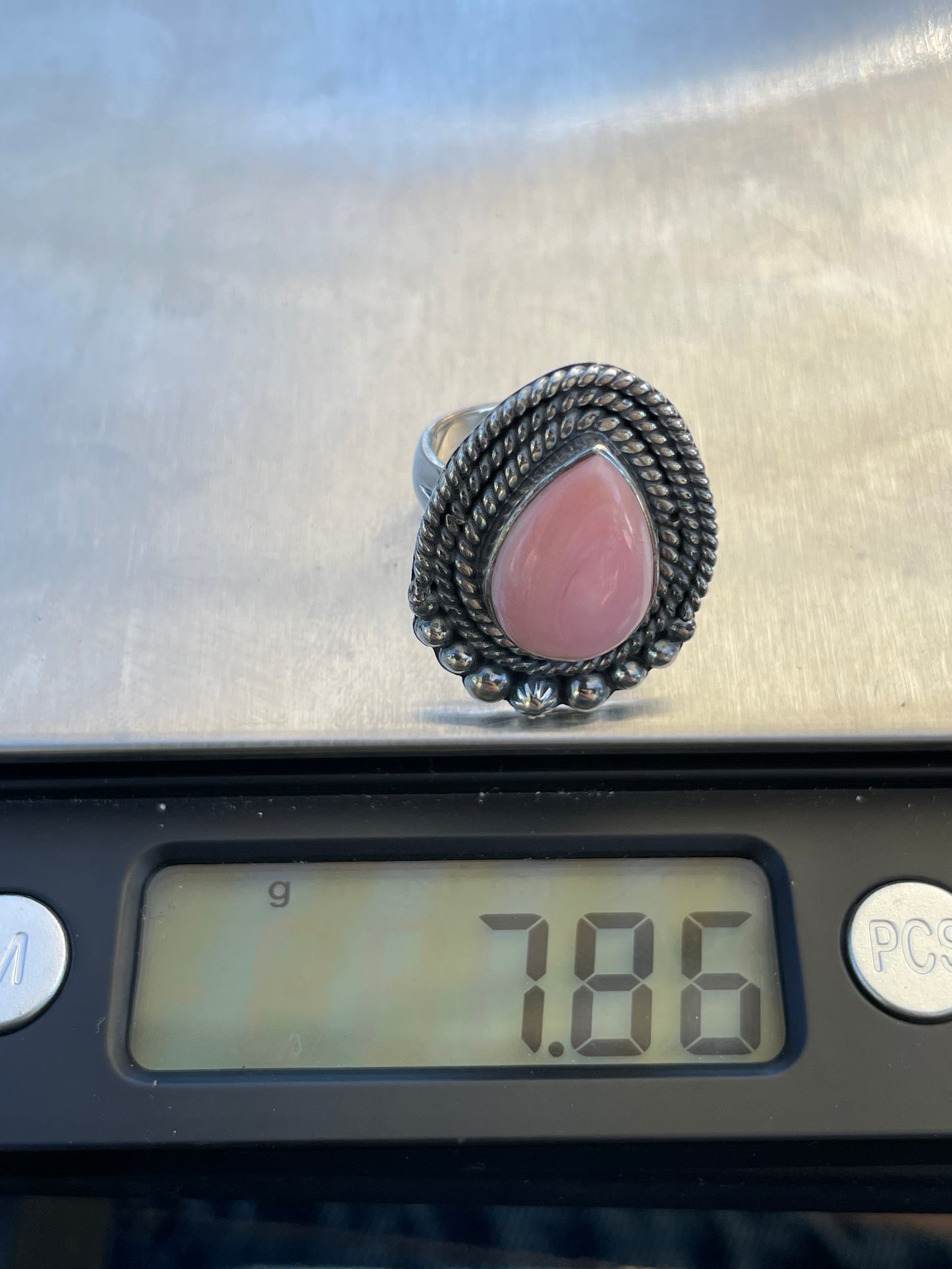 Pink Conch Single Stone Ring | 925 Sterling Silver | Size 7 B309