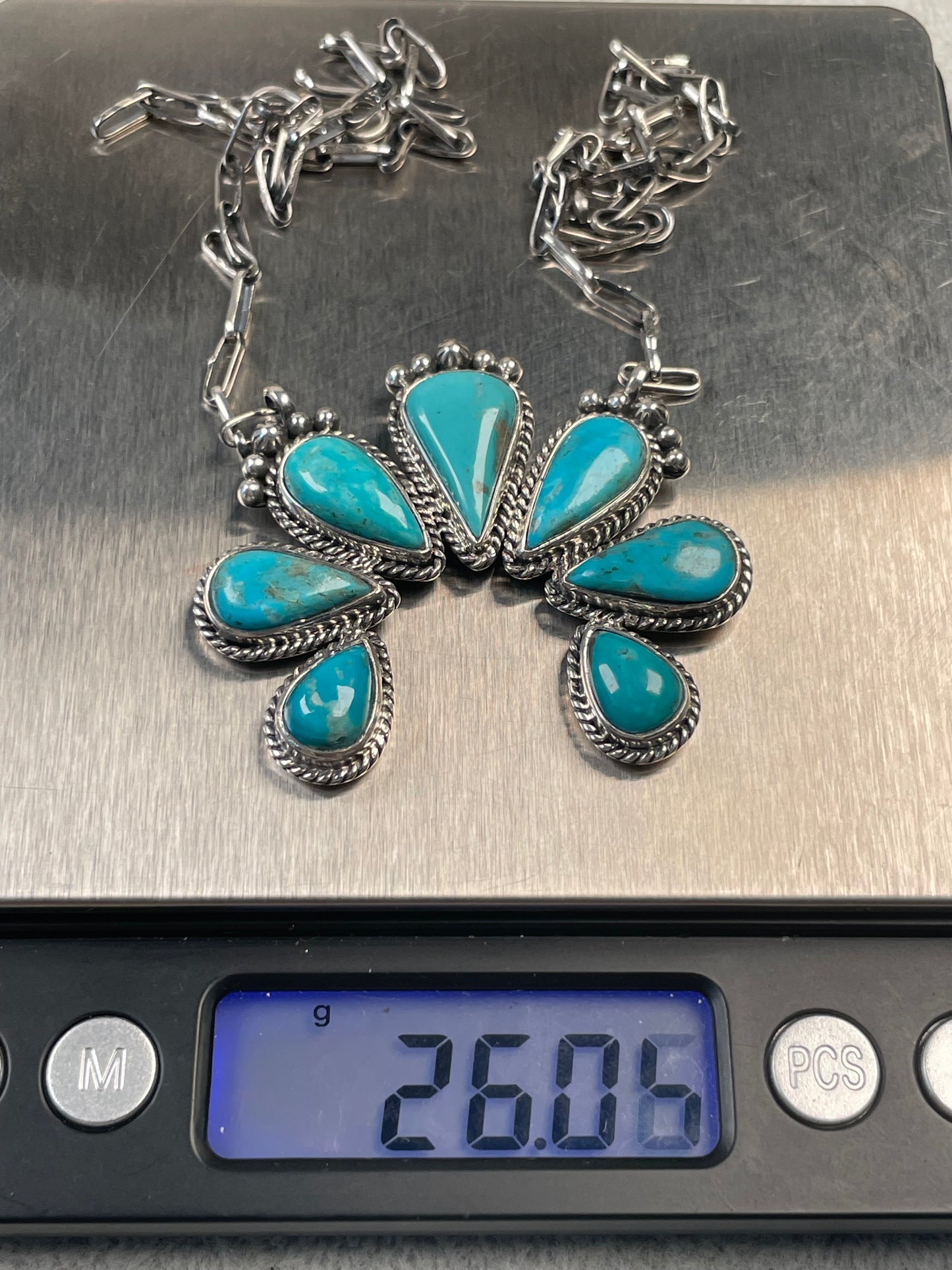 Kingman Turquoise Naja Necklace | 925 Sterling Silver D126