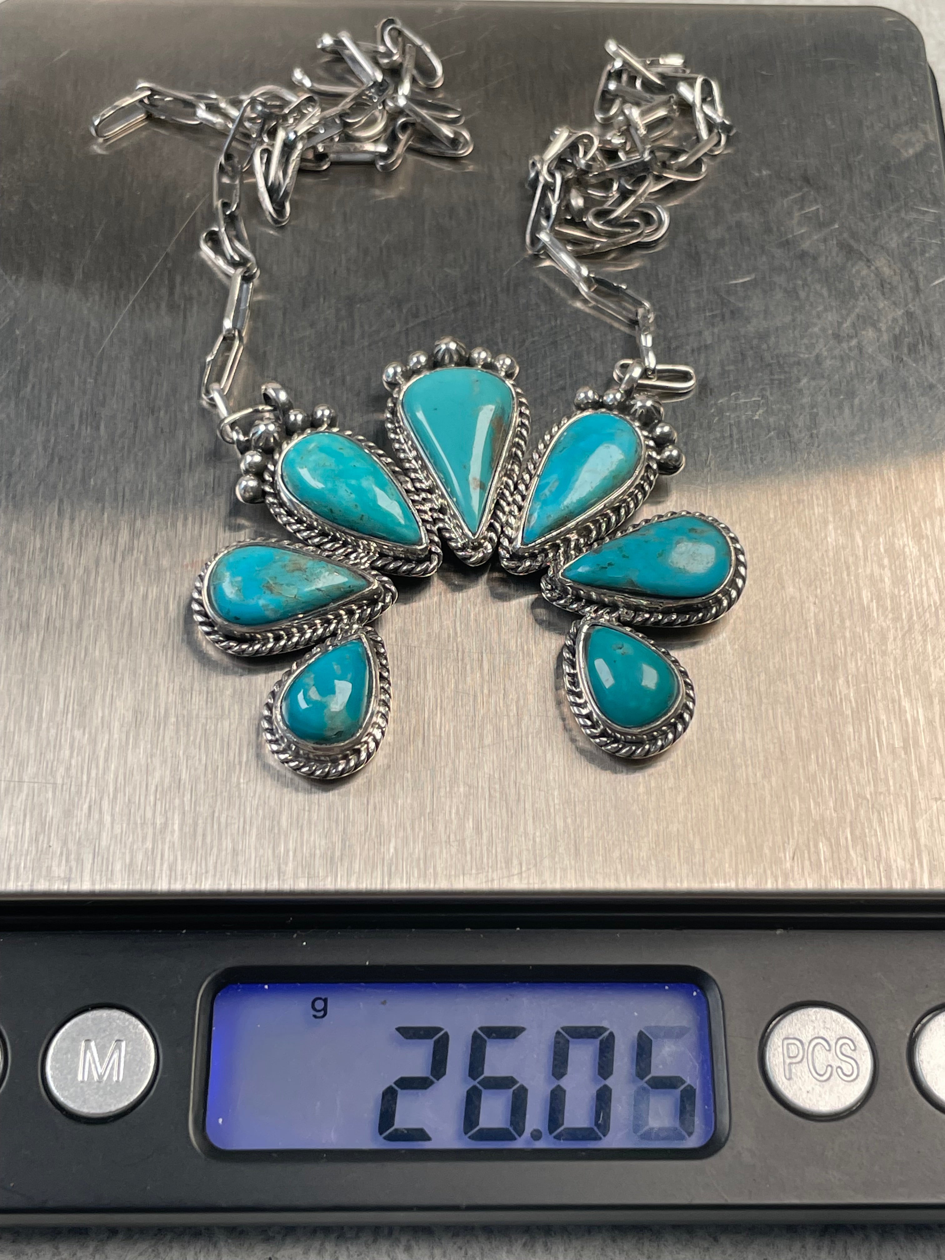 Kingman Turquoise Naja Necklace | 925 Sterling Silver D126