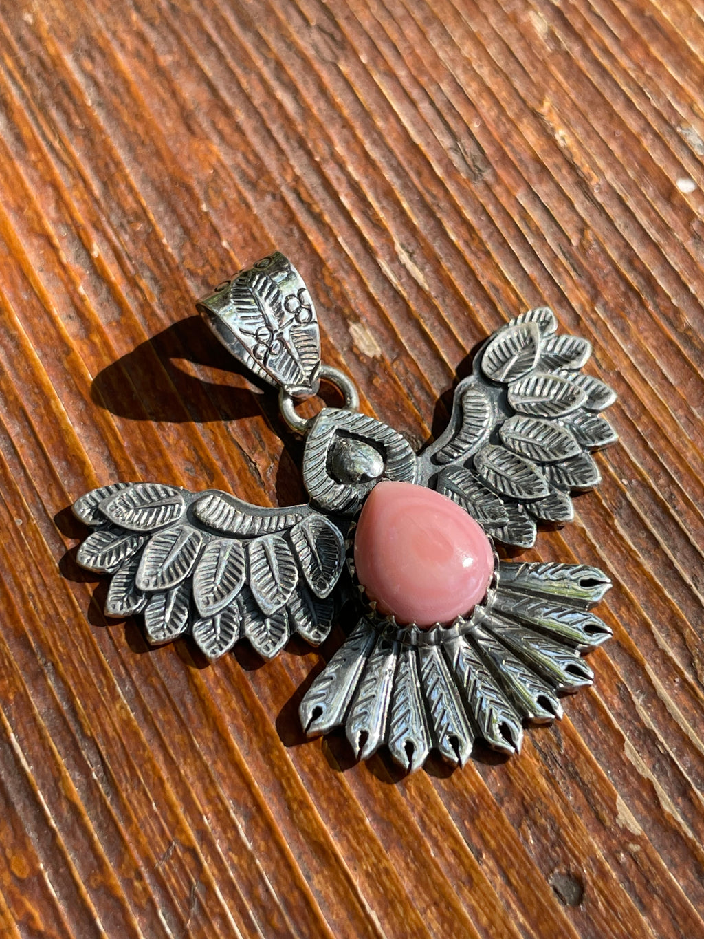 Pink Conch Thunderbird Pendant | Sterling Silver 925 B407