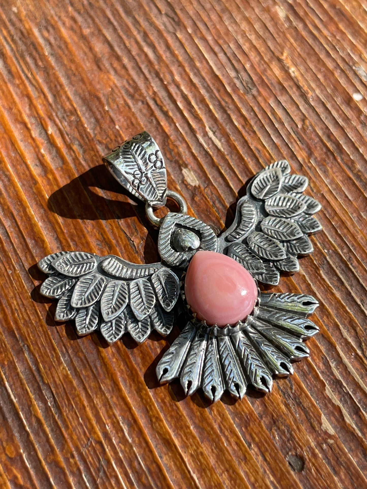 Pink Conch Thunderbird Pendant | Sterling Silver 925 B407