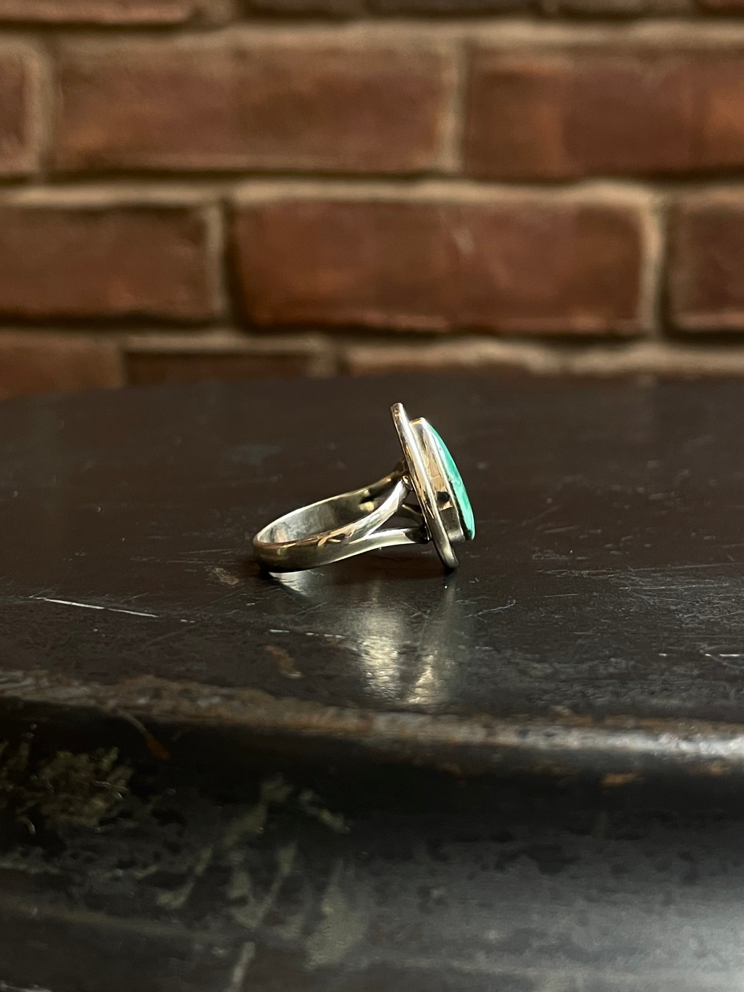 Turquoise Tear Drop Ring | 925 Sterling Silver Size 8.25 E451