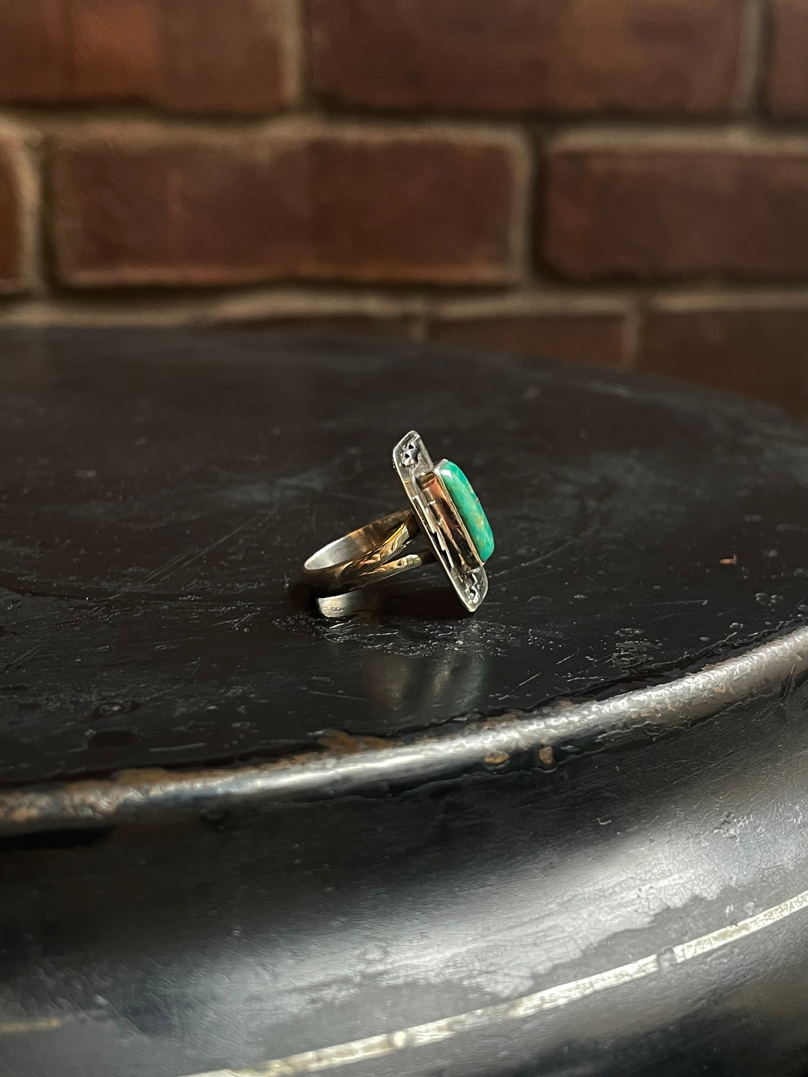 Turquoise Lightning Bolt Ring Size 6 | 925 Sterling Silver C918