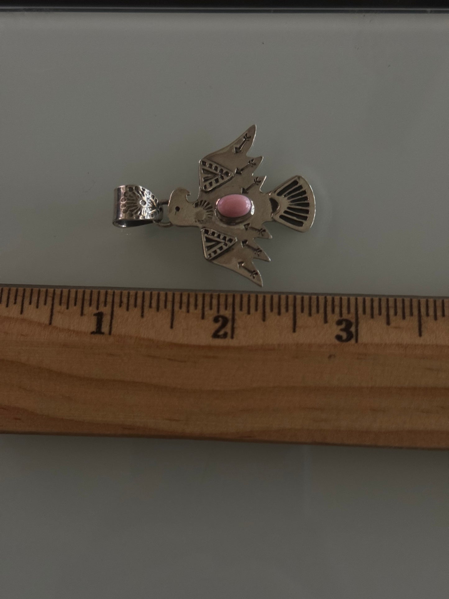 Pink Conch Thunderbird Pendant | 925 Sterling Silver C401