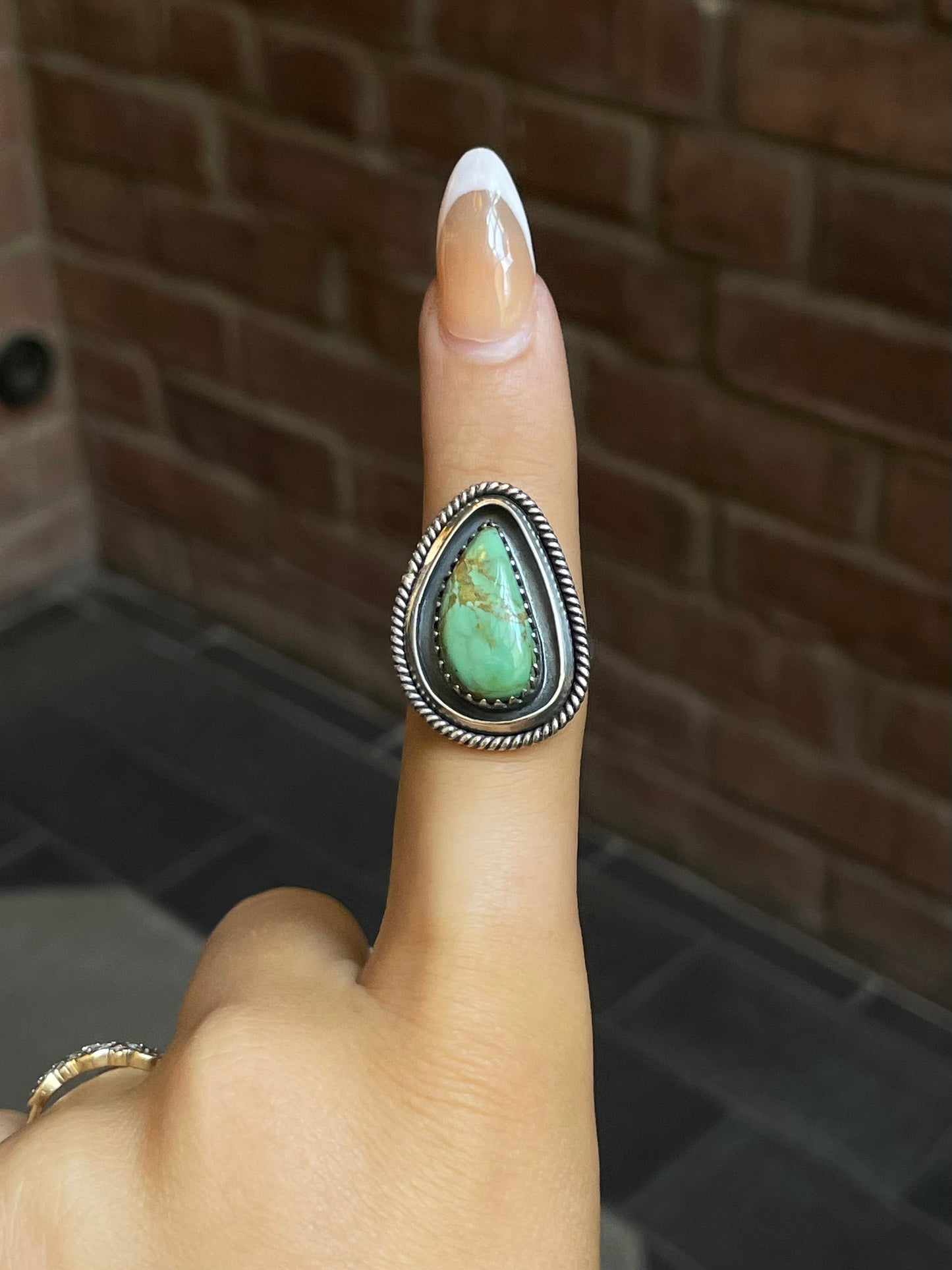 Turquoise Shadowbox Ring Size 8 | Sterling Silver E857