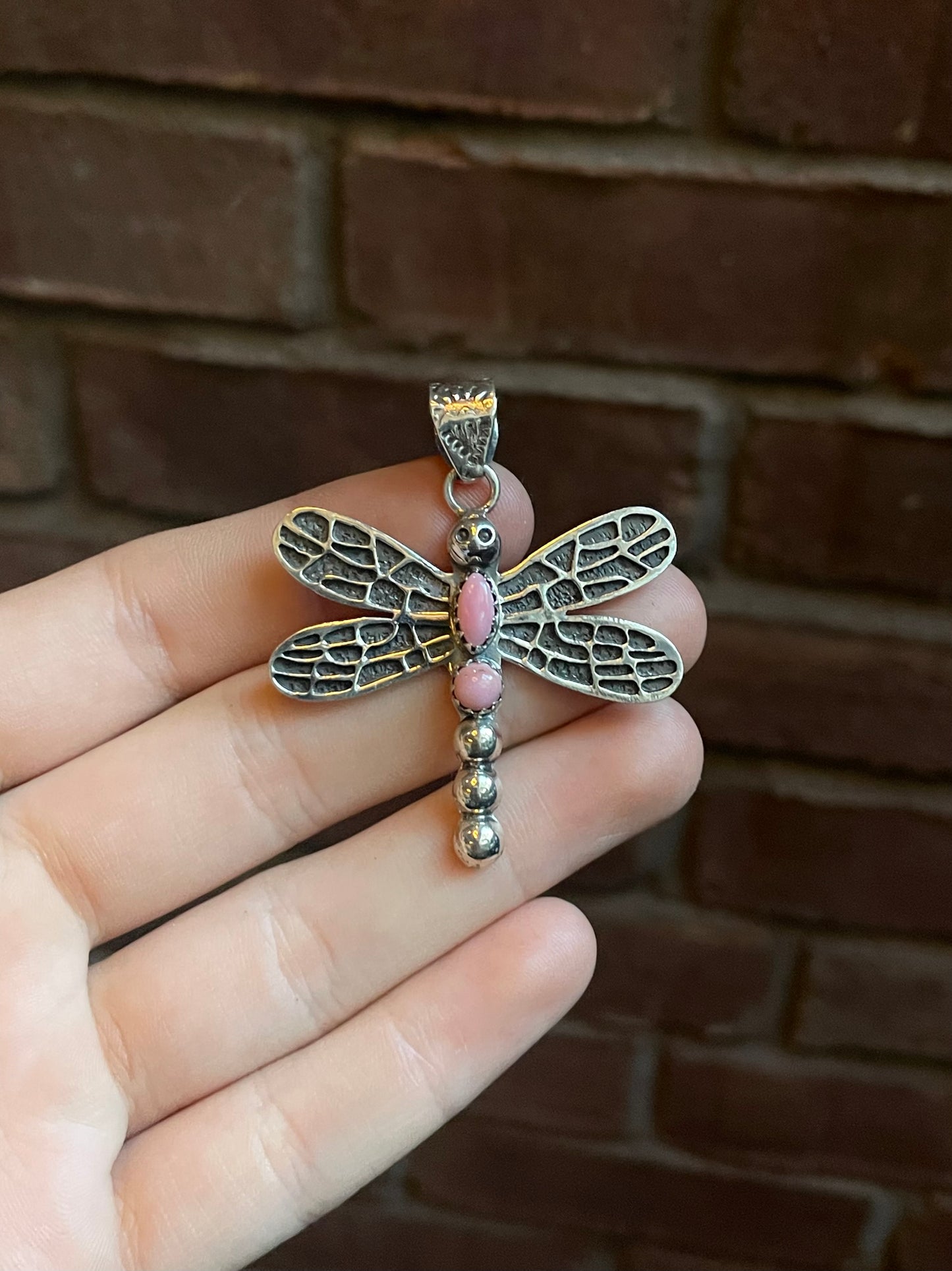 Pink Conch Dragonfly Pendant | Sterling Silver 925 C775