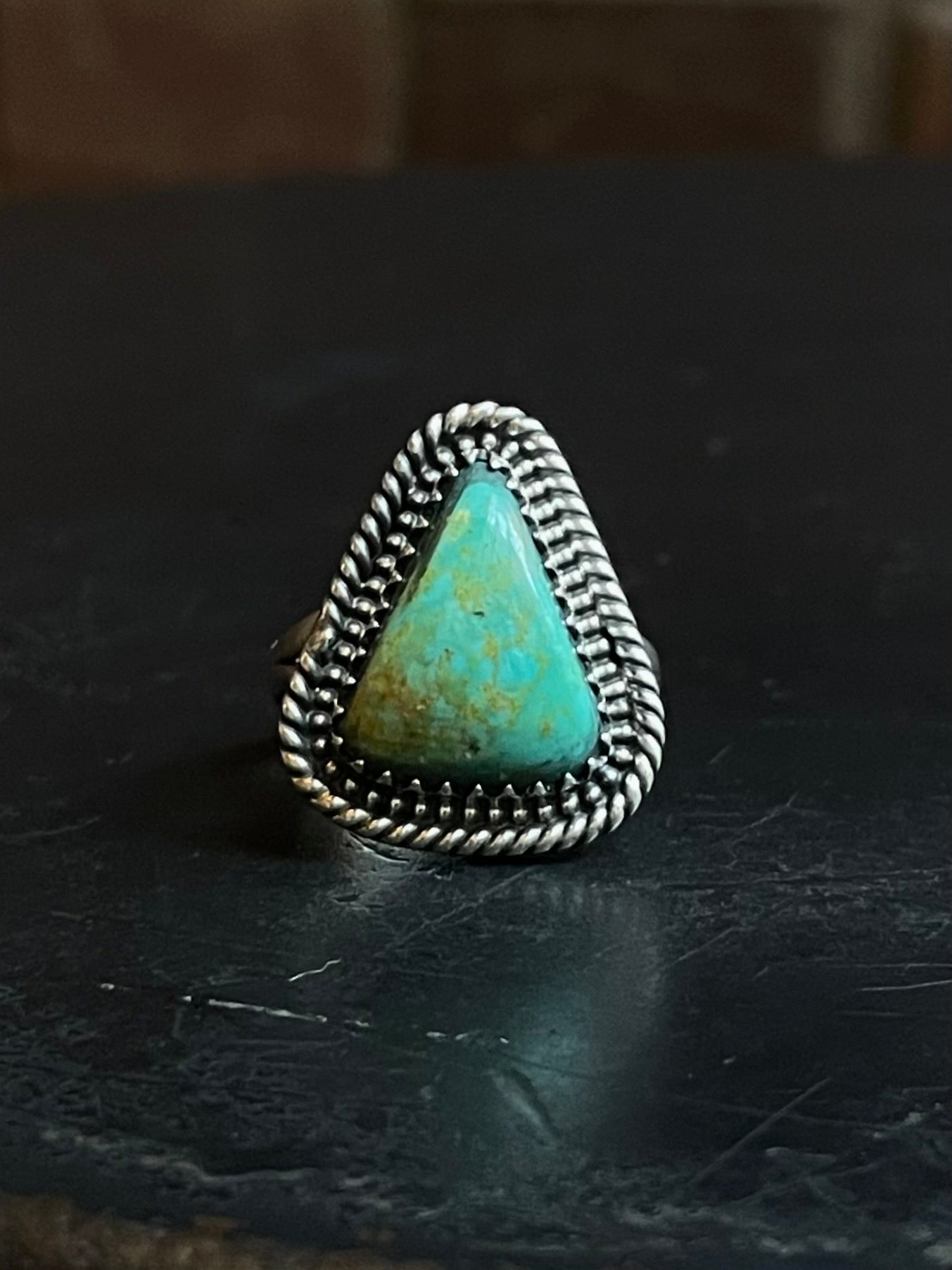 Kingman Turquoise Twisted Wire Ring | Sterling Silver | Size 9 | A454