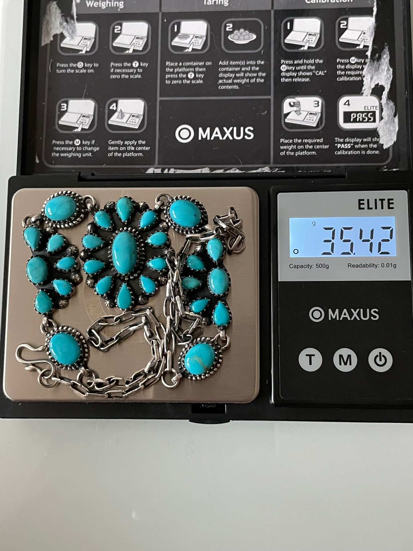 Kingman Turquoise Cluster Statement Necklace | 925 Sterling Silver E614