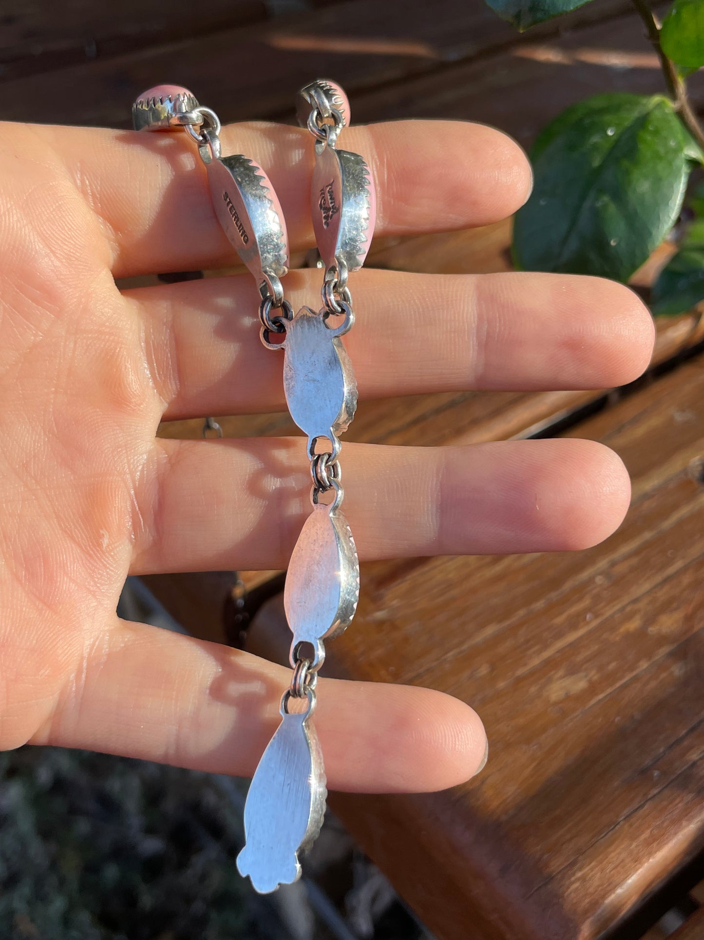 Pink Conch Drop Necklace | Sterling Silver 925 | Long Teardrop Statement | B897