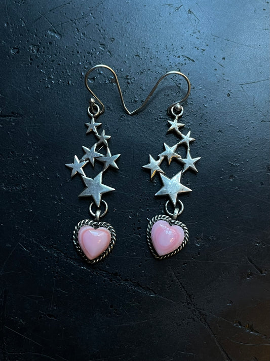 Pink Conch Heart Earrings | 925 Sterling Silver E413