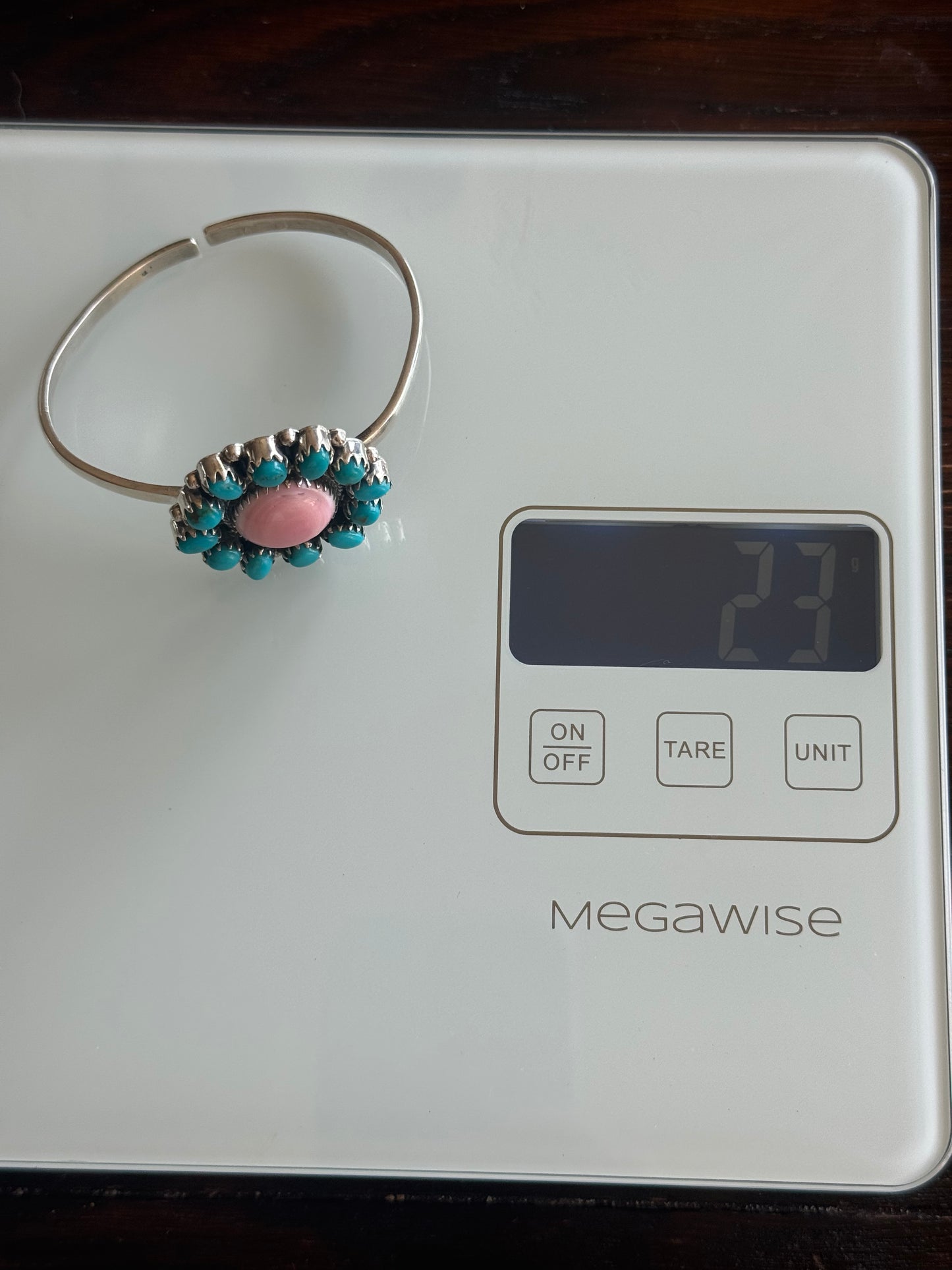 Kingman Turquoise Pink Conch Cuff | Sterling Silver | A995