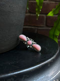 Pink Conch 3 Stone Ring Size 7 | 925 Sterling Silver C584