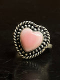 Pink Conch Heart Ring Size 6 | 925 Sterling Silver G135