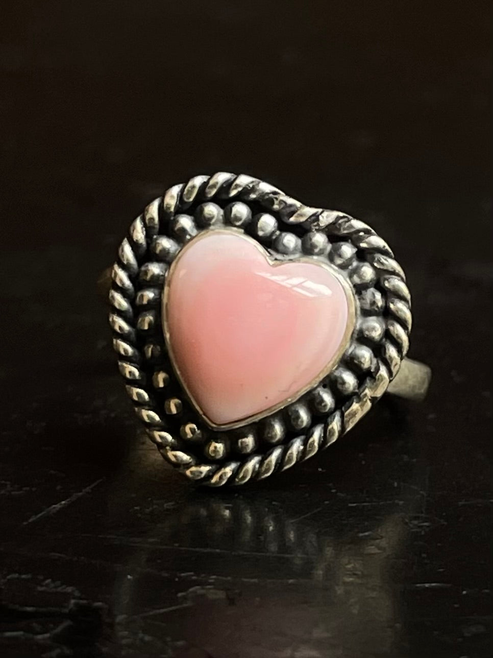 Pink Conch Heart Ring Size 6 | 925 Sterling Silver G135