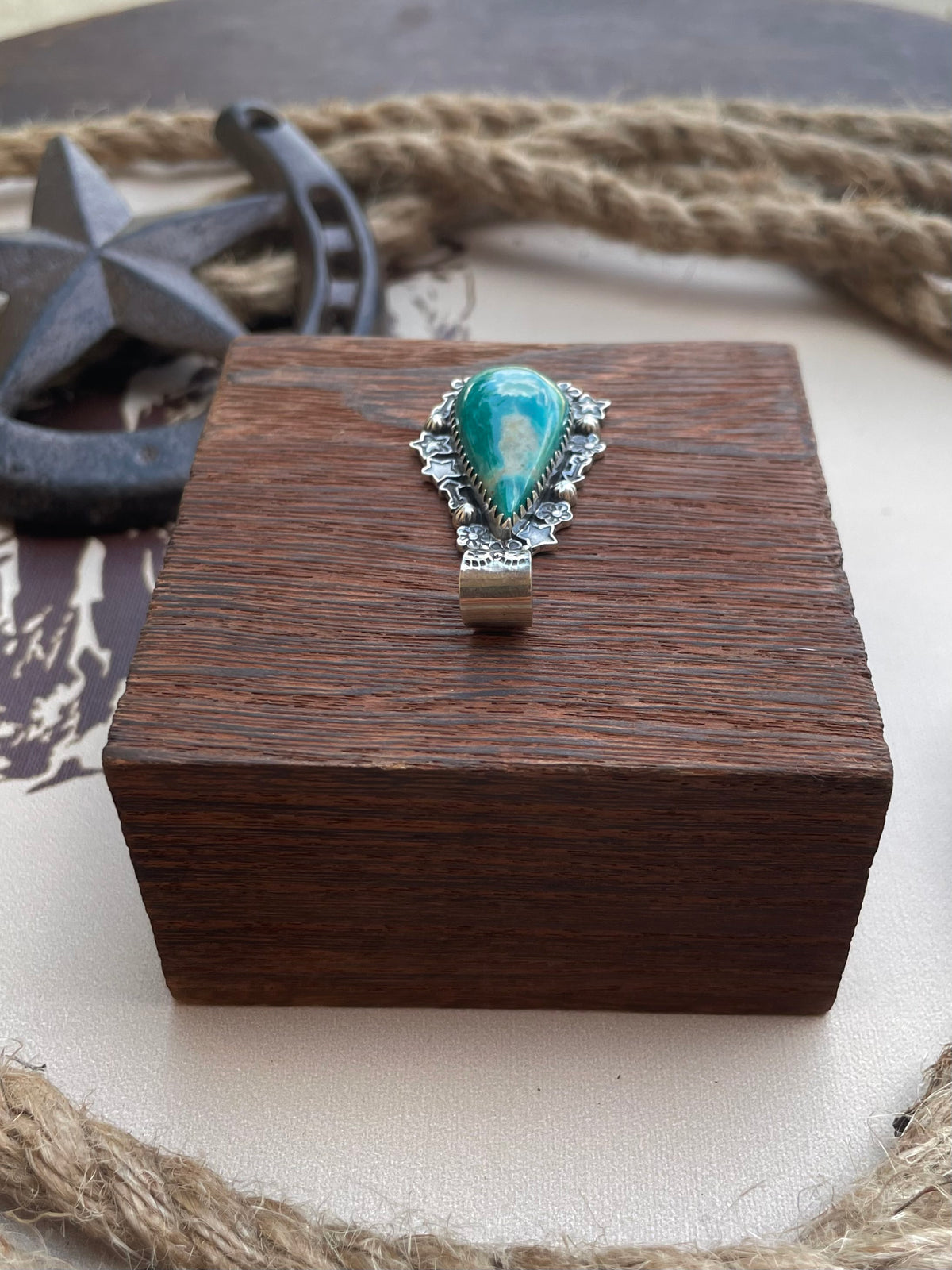Turquoise Teardrop Pendant | Floral 925 Sterling Silver G688