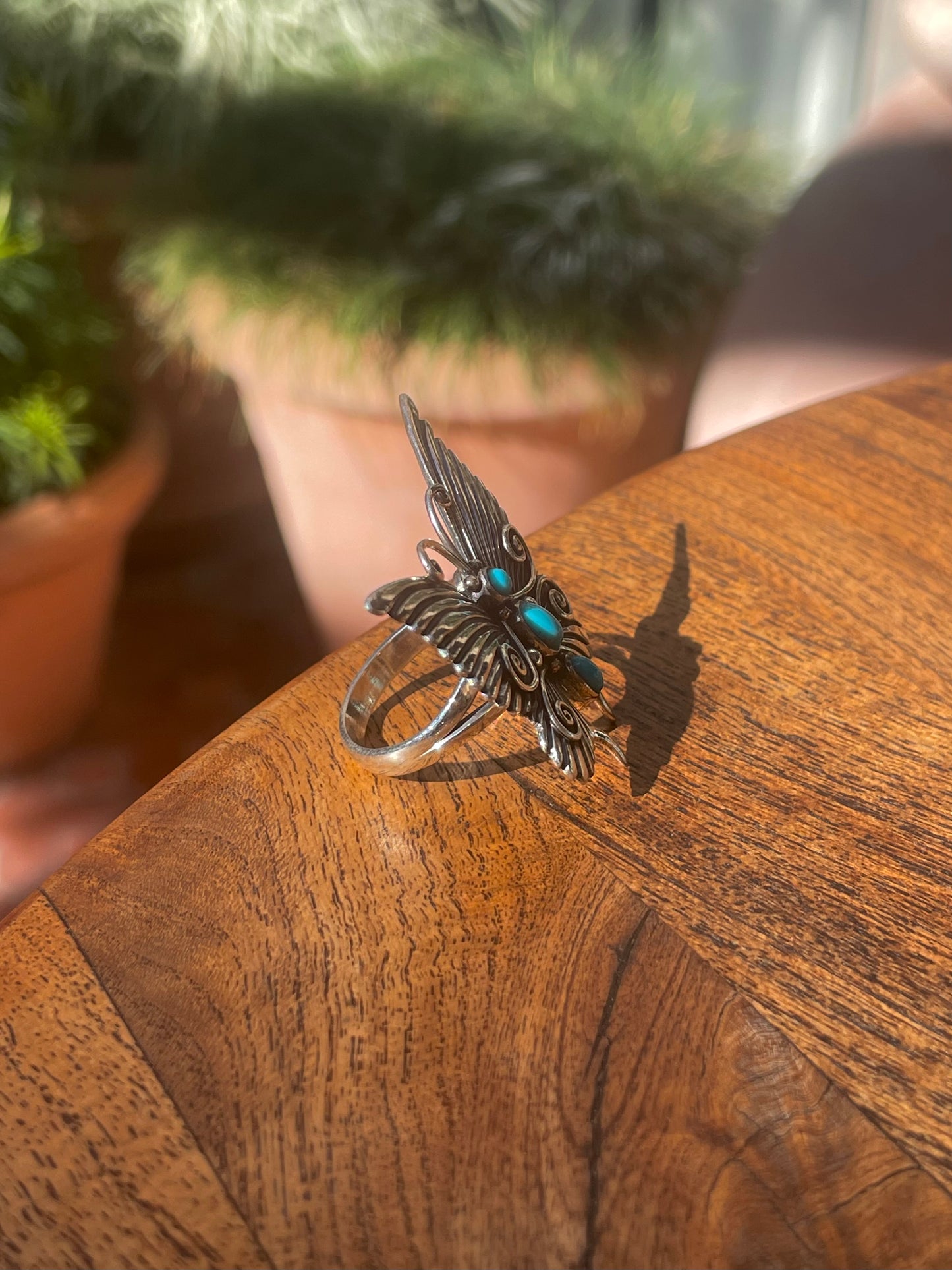 Turquoise Butterfly Ring Size 9 | 925 Sterling Silver C866