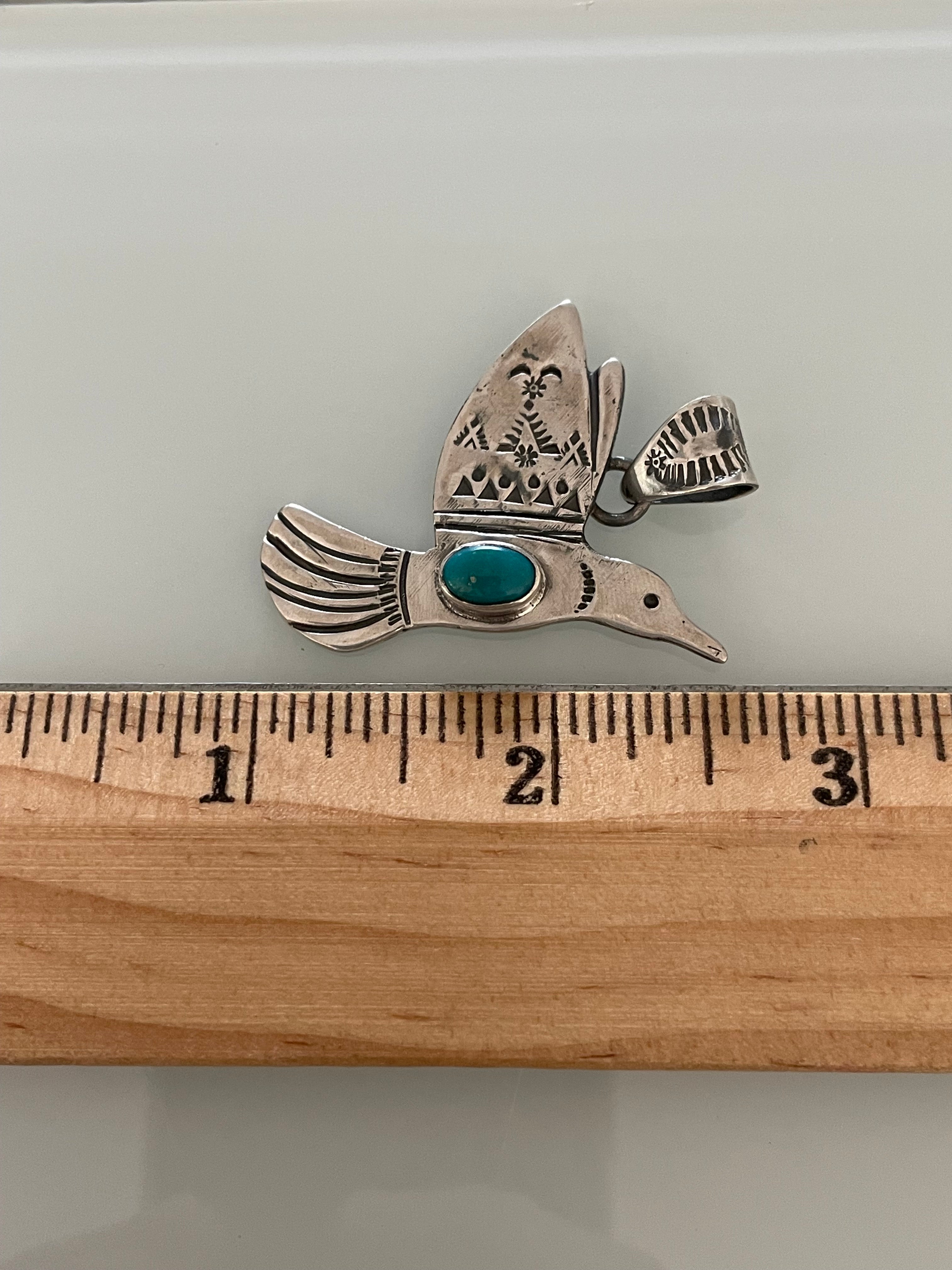Turquoise Hummingbird Pendant | 925 Sterling Silver E265