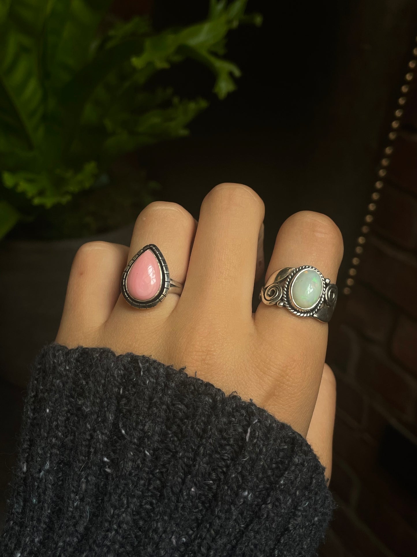 Pink Conch Tear Drop Ring Size 6 | 925 Sterling Silver G128