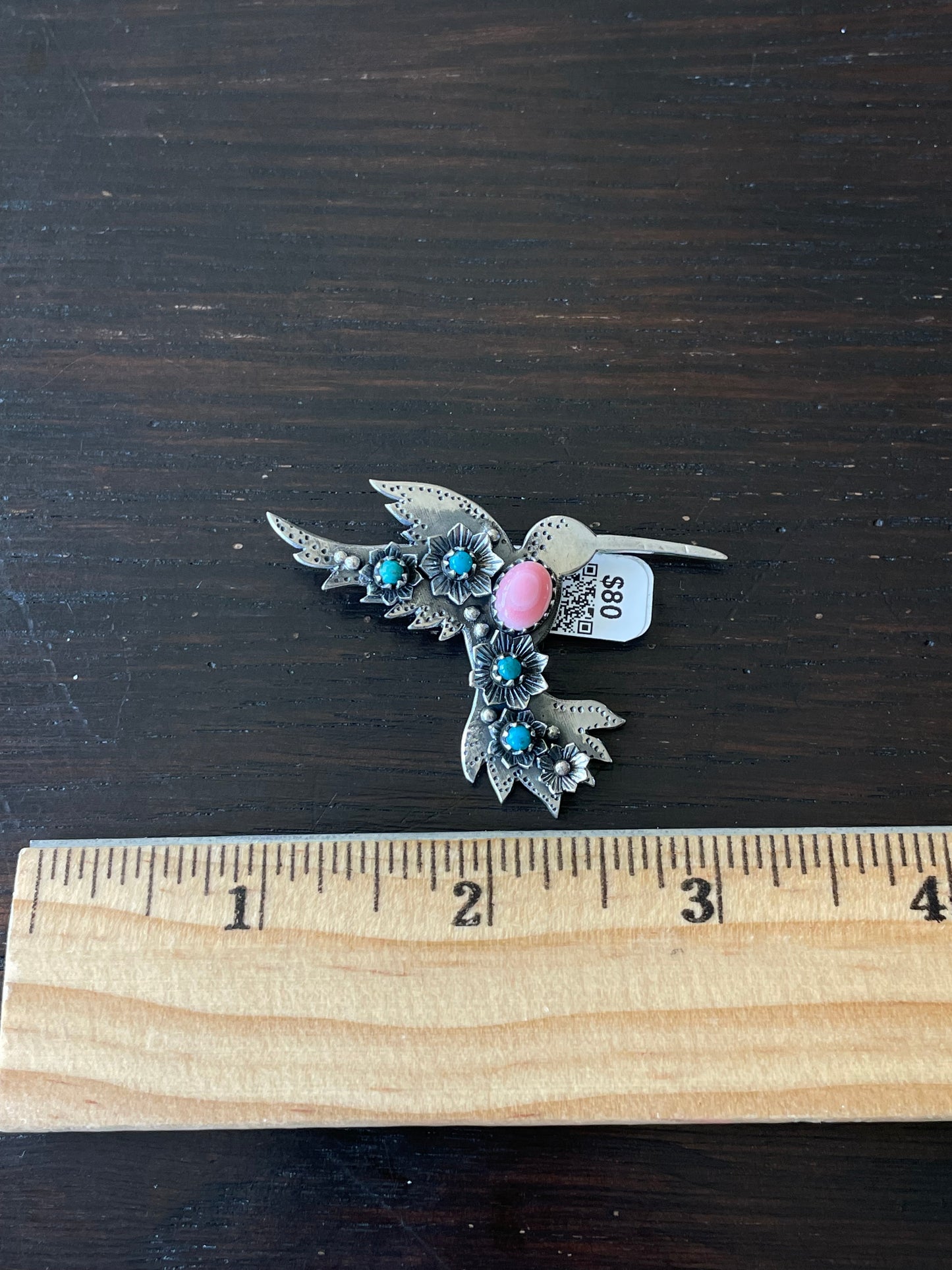 Hummingbird Pink Conch Pendant | Sterling Silver | A583
