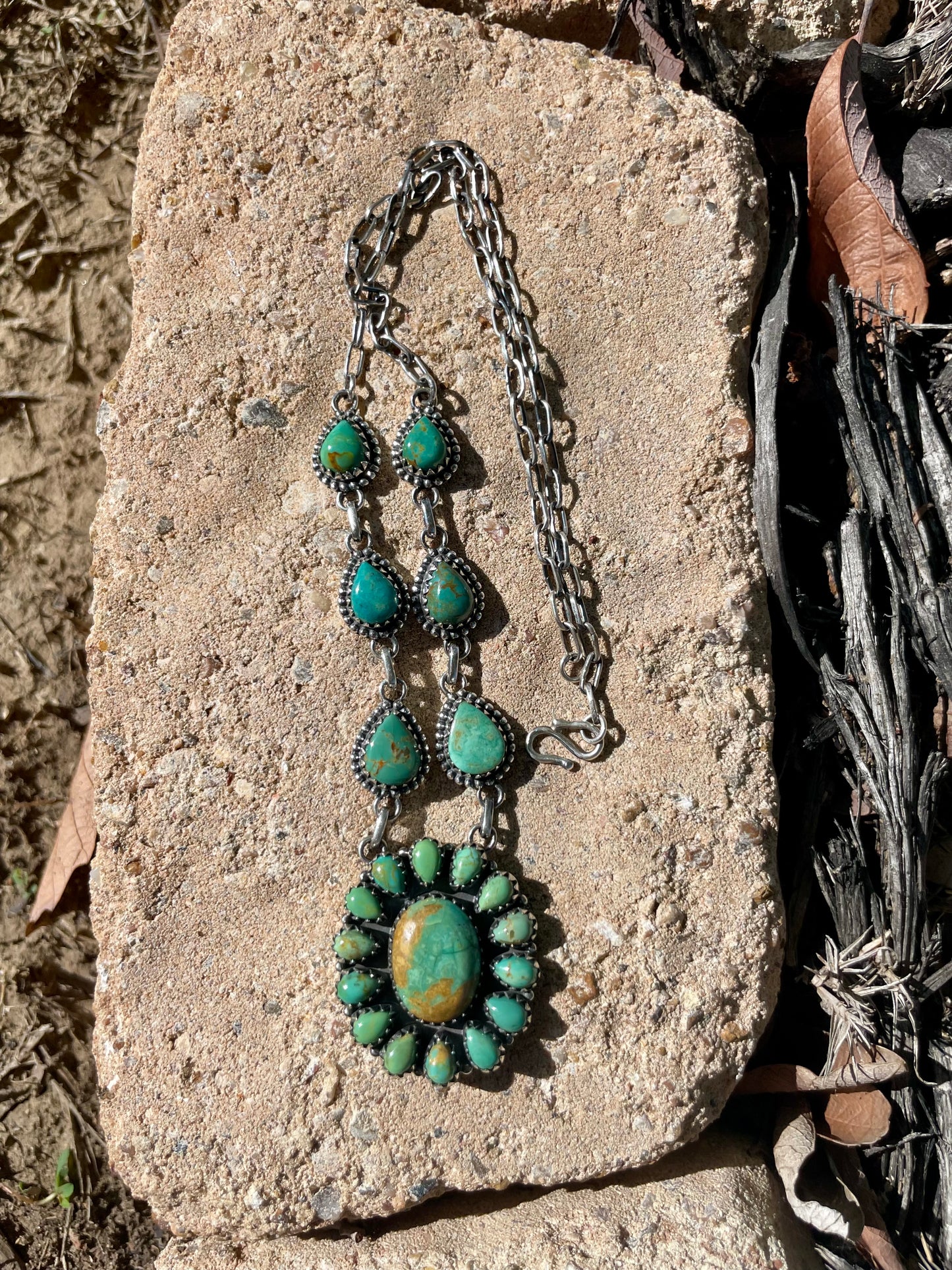 Turquoise Cluster Necklace | 925 Sterling Silver D122