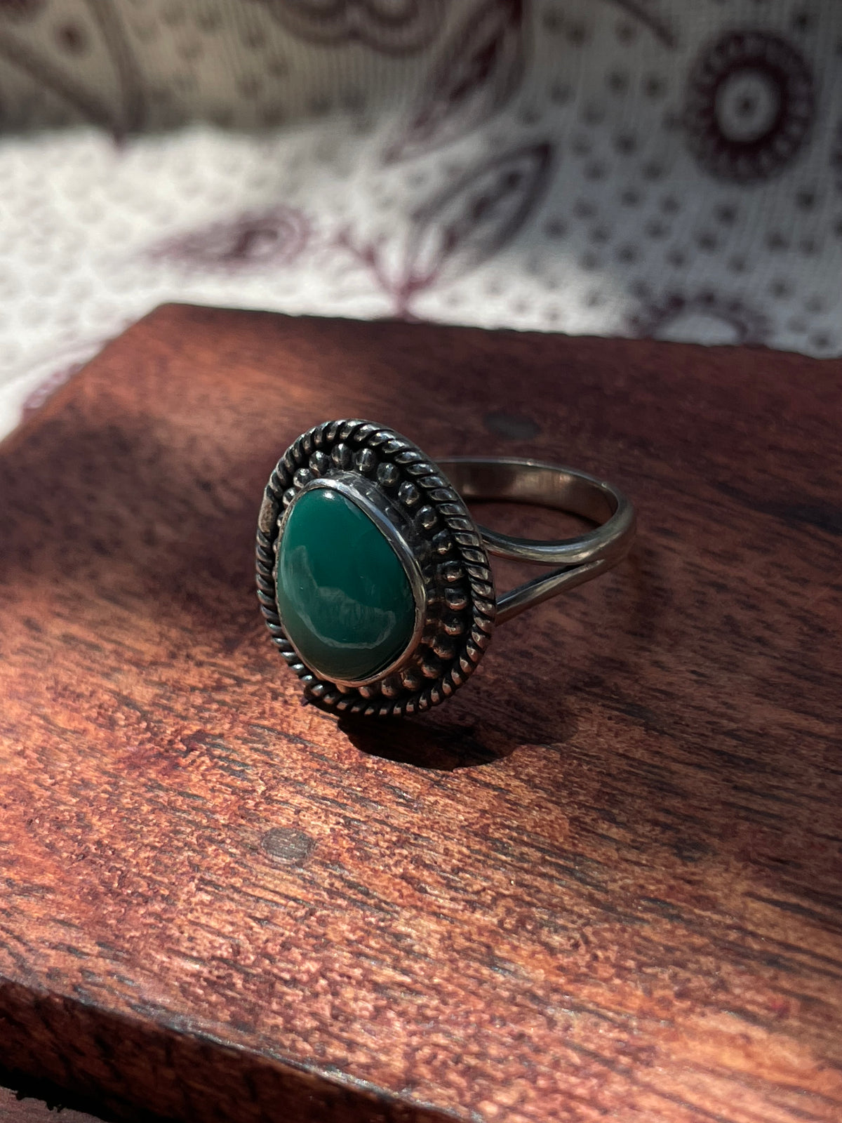 Green Turquoise Teardrop Ring Size 8 | 925 Sterling Silver D307