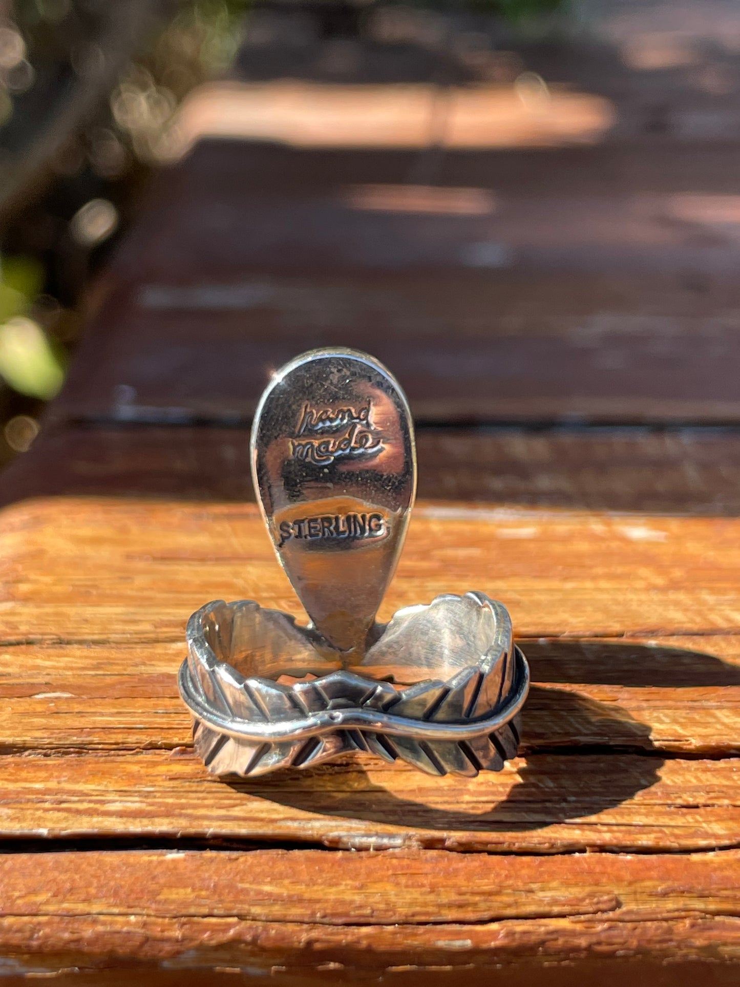 Turquoise Feather Ring Size 8 | 925 Sterling Silver B947
