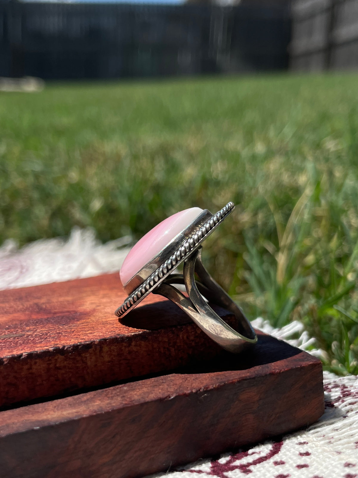 Pink Conch Teardrop Ring | 925 Sterling Silver Size 7.5 D302