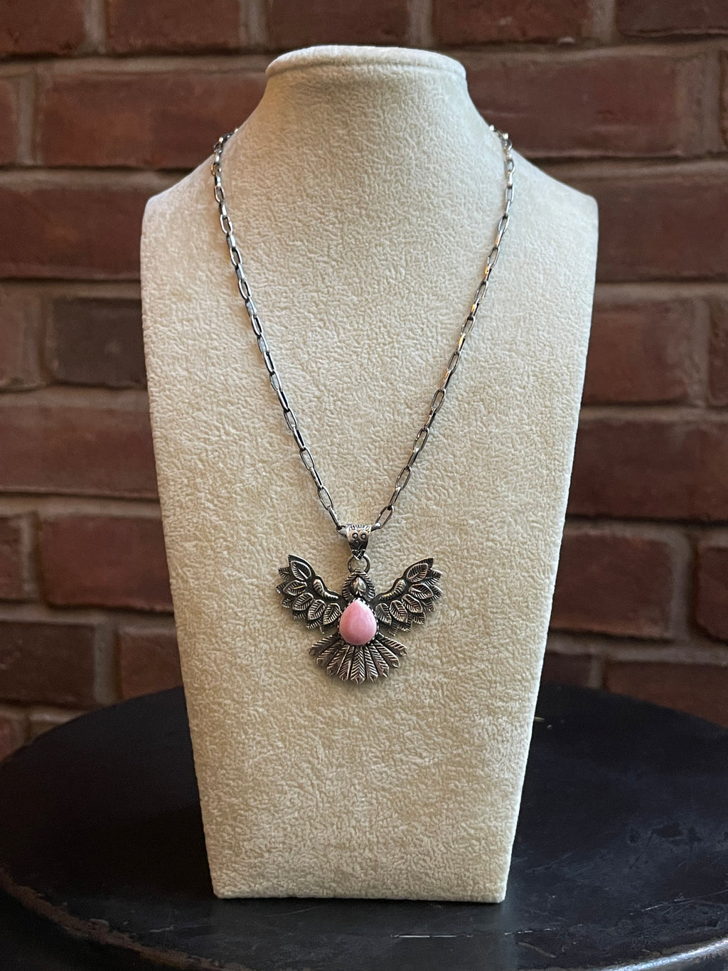 Pink Conch Thunderbird Pendant | 925 Sterling Silver E240