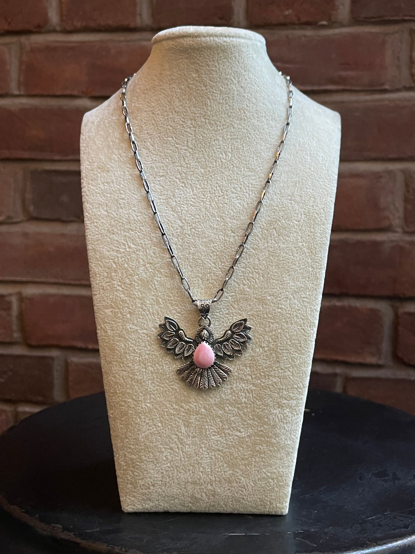 Pink Conch Thunderbird Pendant | 925 Sterling Silver E240