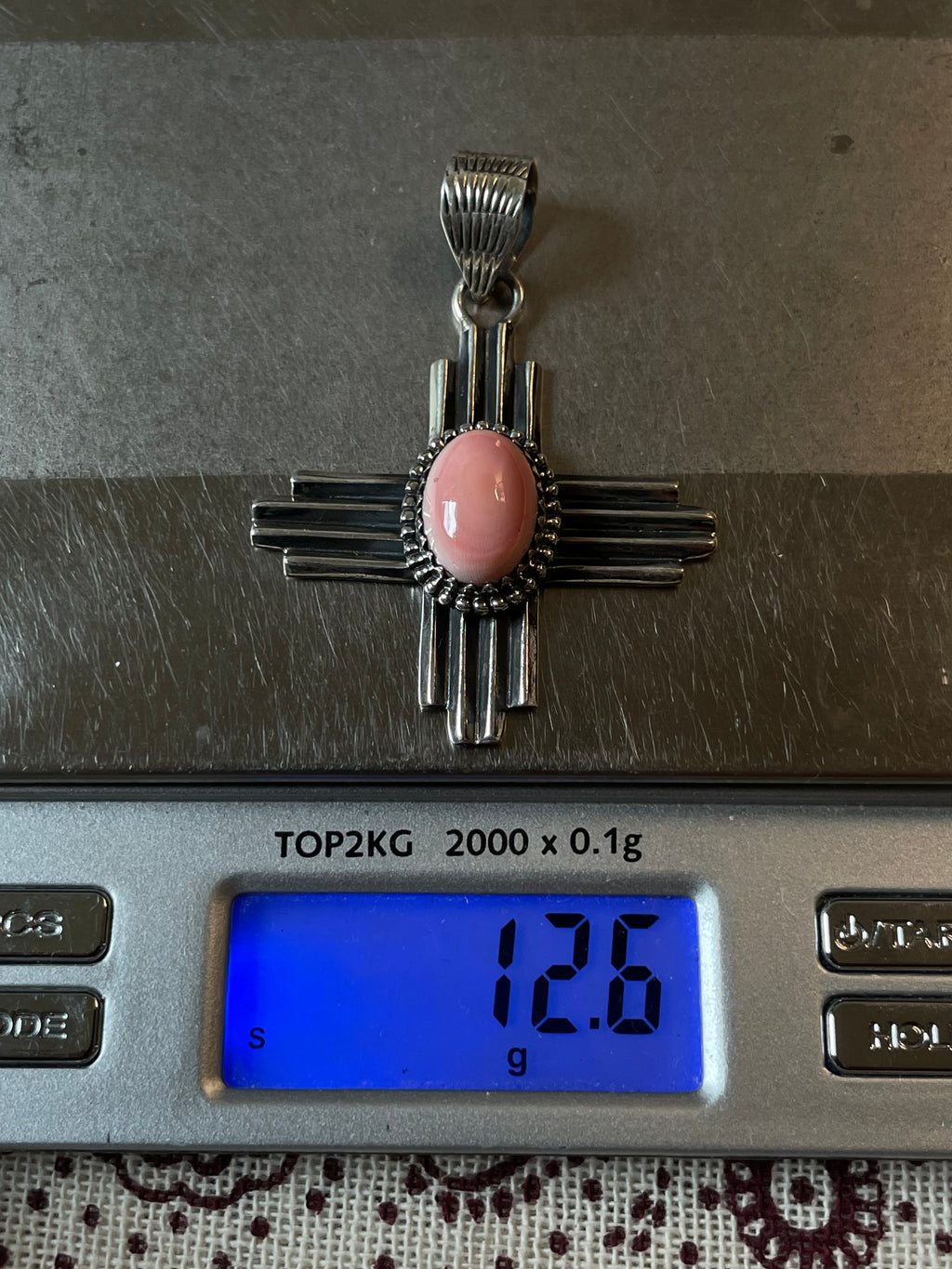 Pink Conch Cross Pendant | 925 Sterling Silver E236
