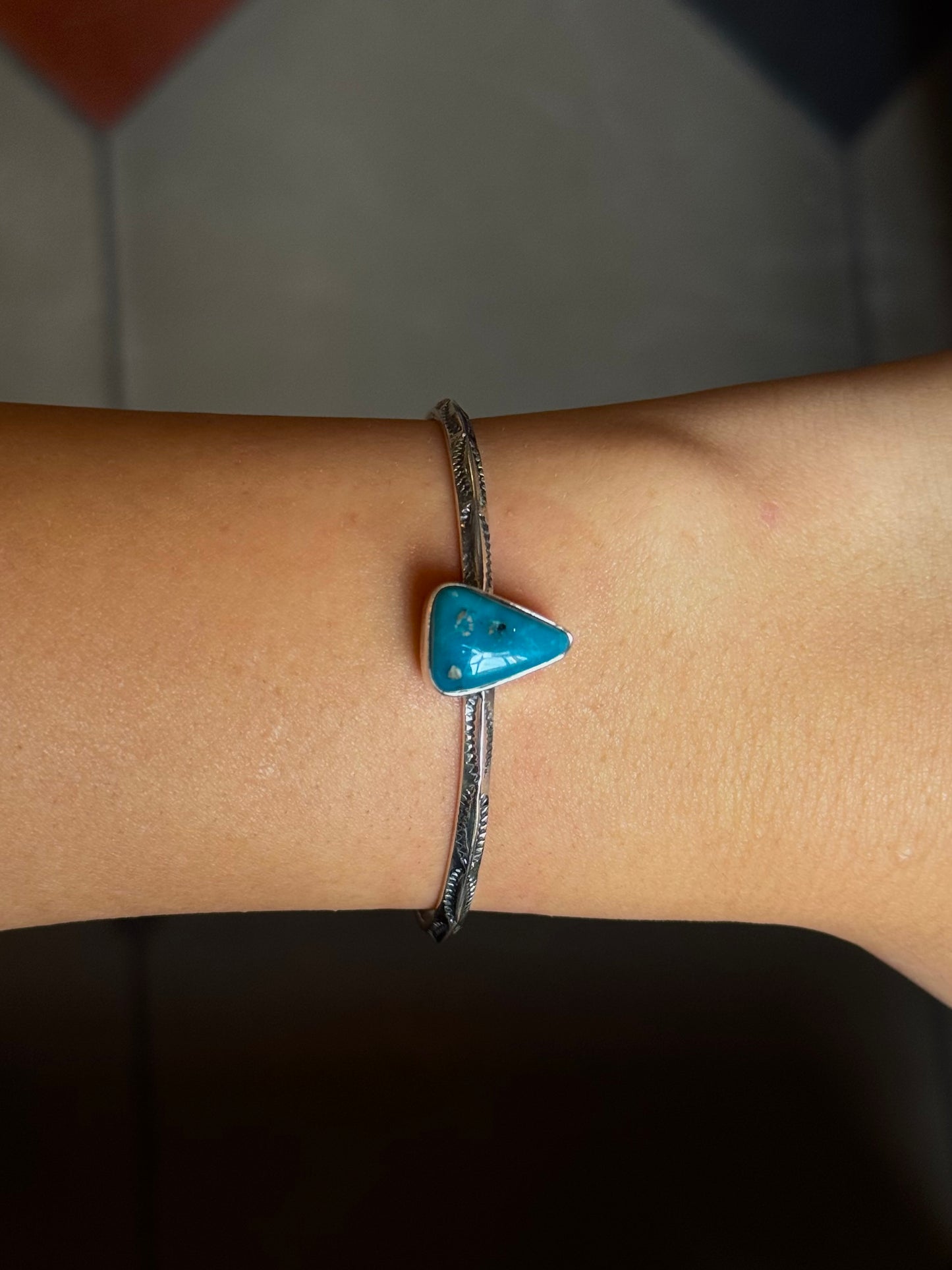 Turquoise Triangle Cuff Bracelet | Sterling Silver | C101