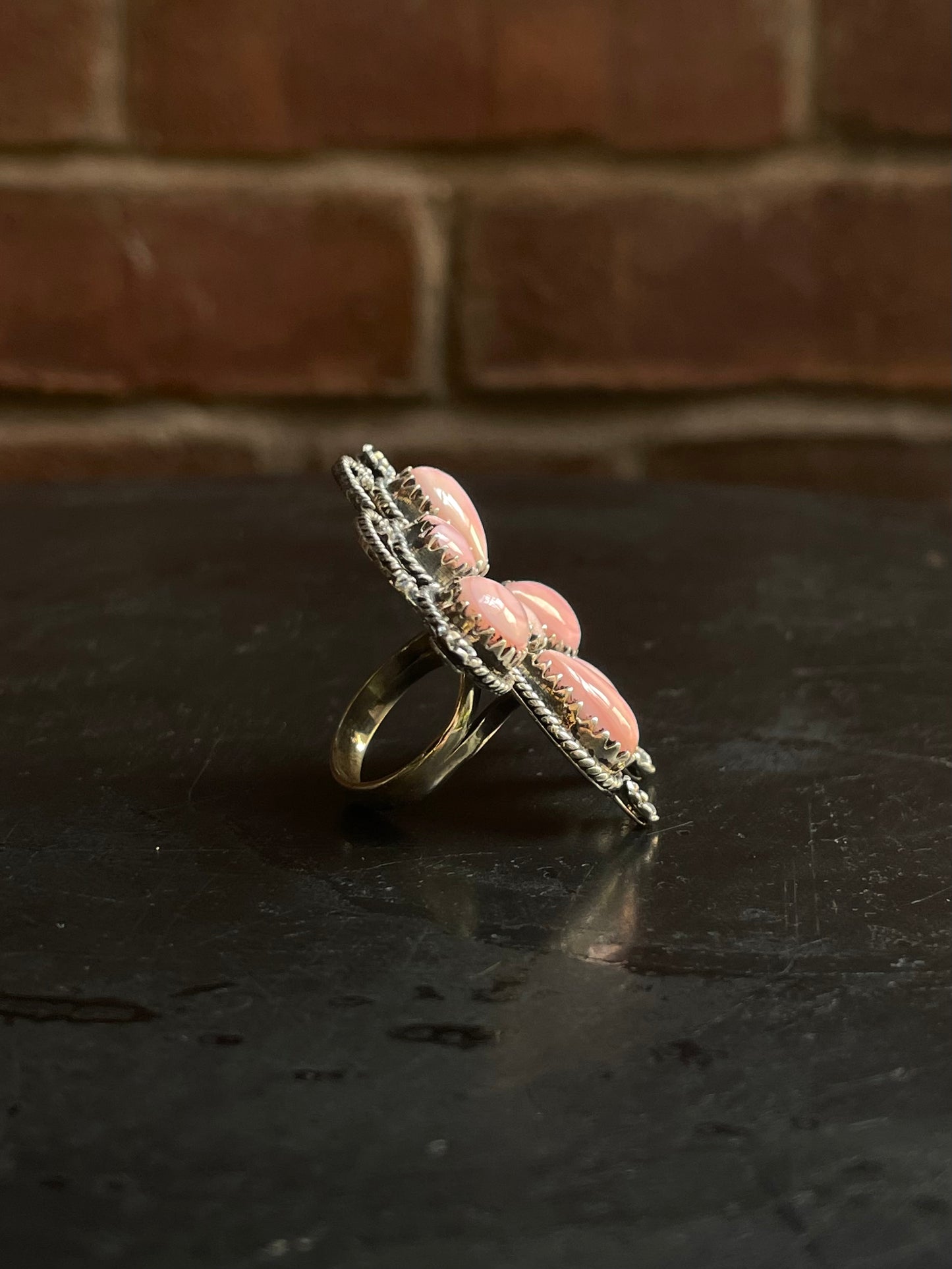 Pink Conch Butterfly Heart Ring Size 6 | 925 Sterling Silver E986