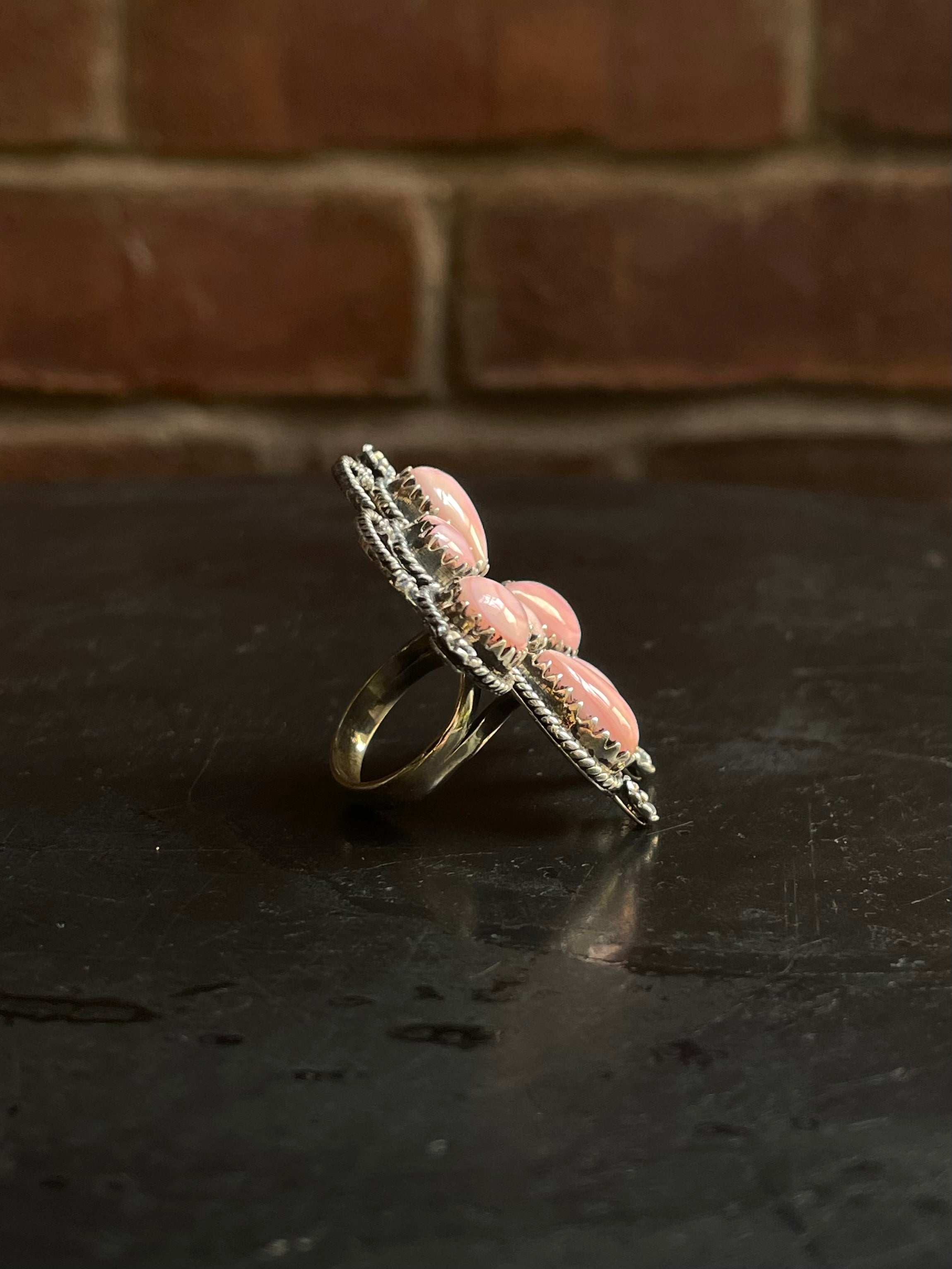 Pink Conch Butterfly Heart Ring Size 6 | 925 Sterling Silver E986