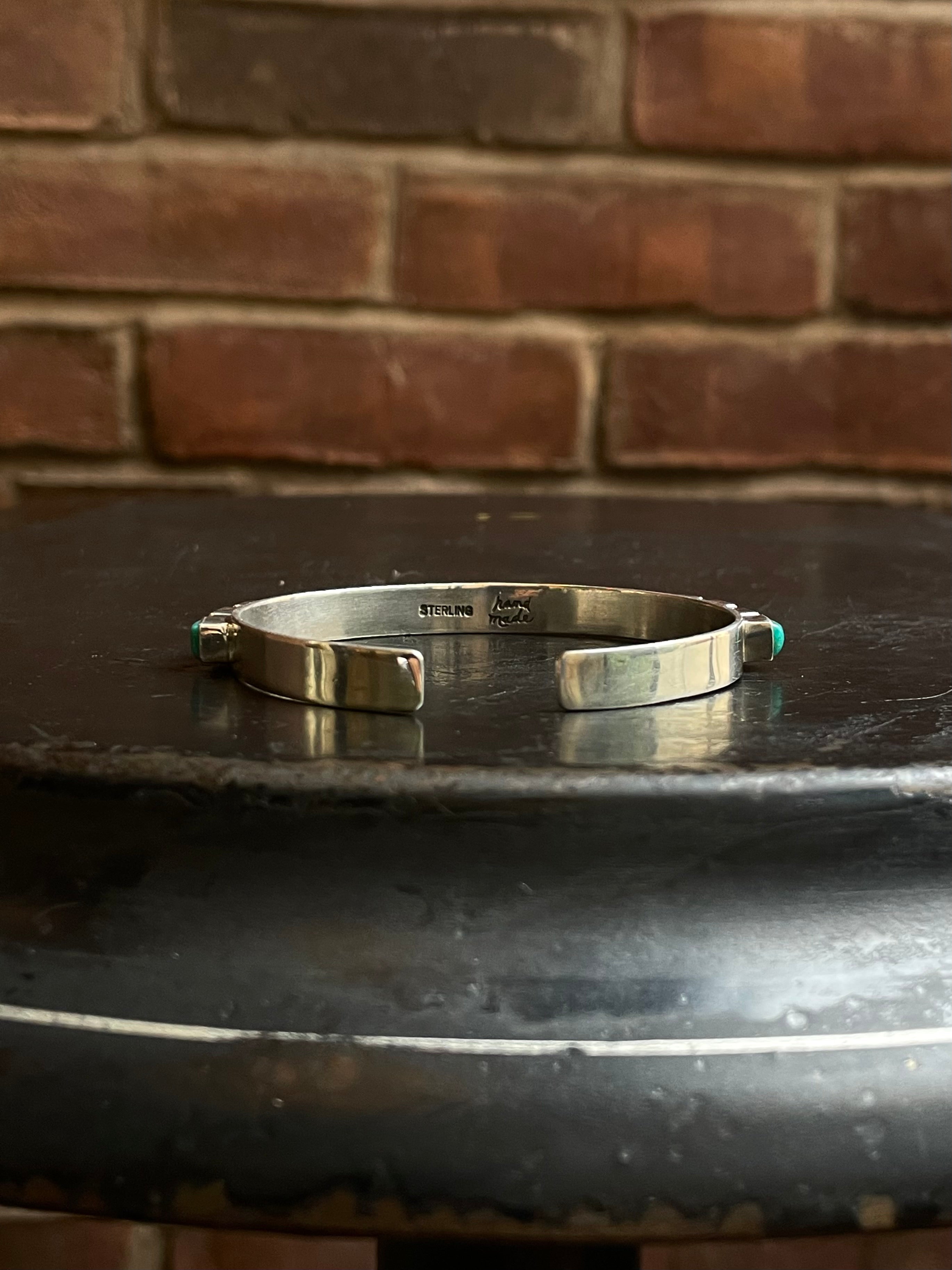 Kingman Turquoise Cuff | Square Stone Row | 925 Silver E537