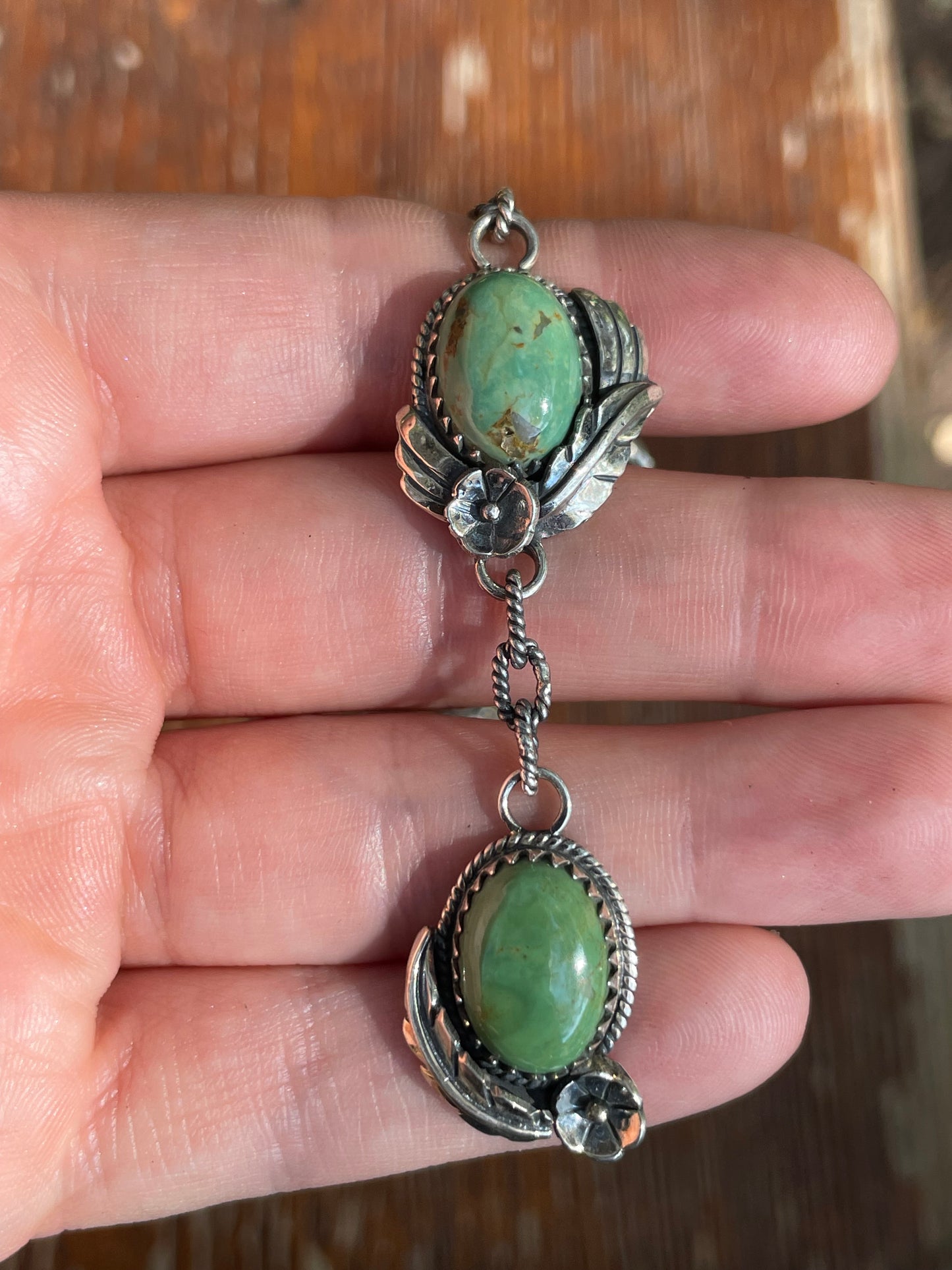 Turquoise Leaf Lariat Necklace | Sterling Silver 925 B426
