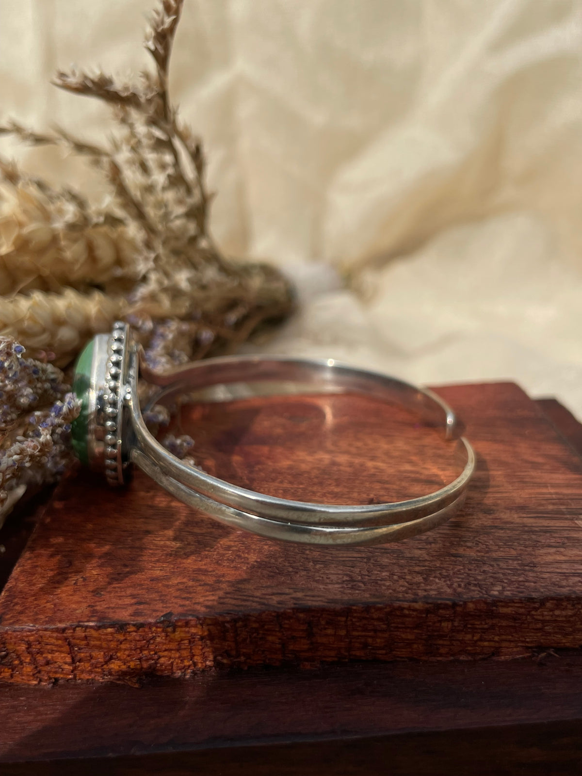 Green Turquoise Teardrop Cuff Bracelet | 925 Sterling Silver D282