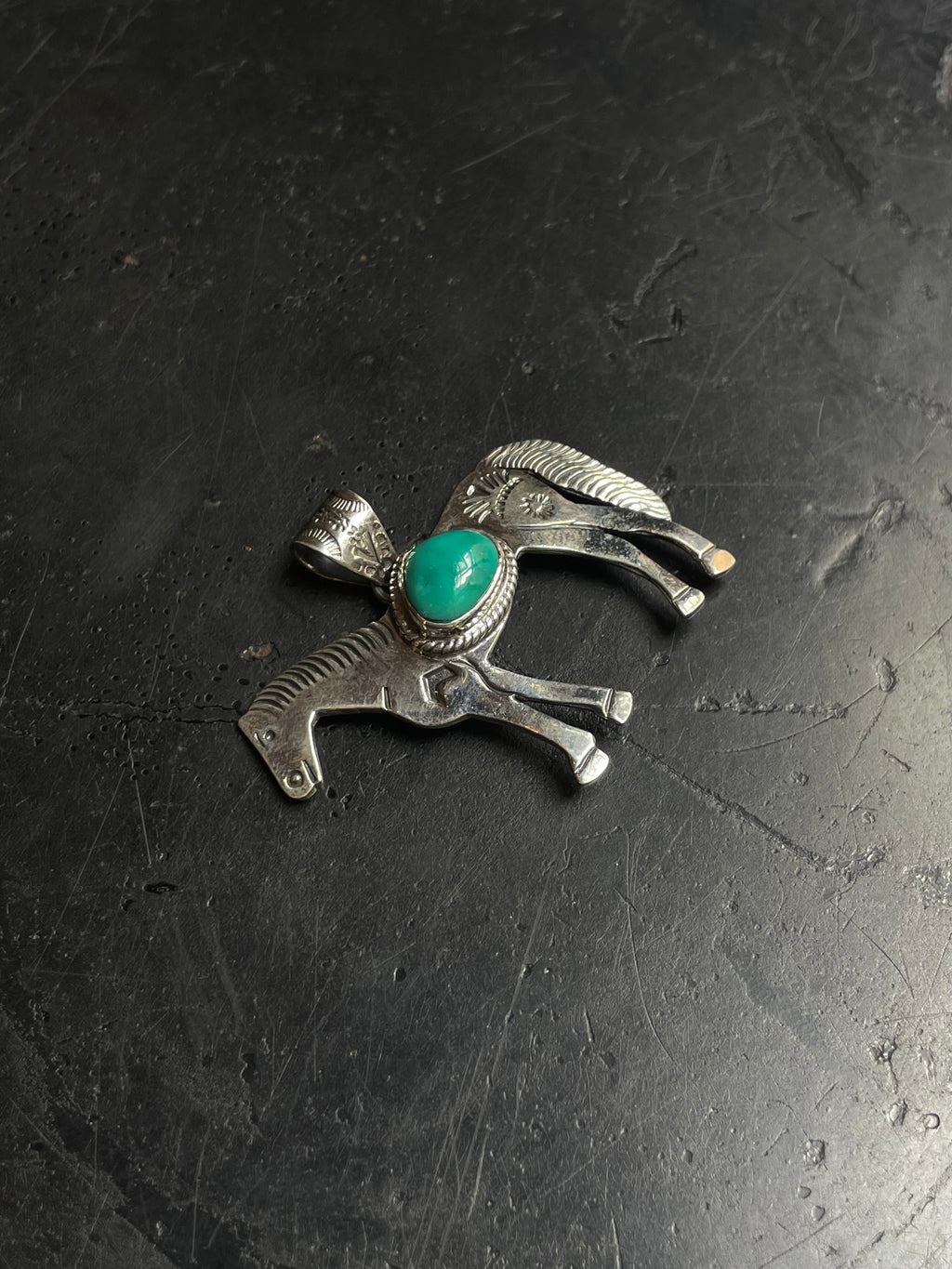 Kingman Turquoise Horse Pendant | 925 Sterling Silver E250