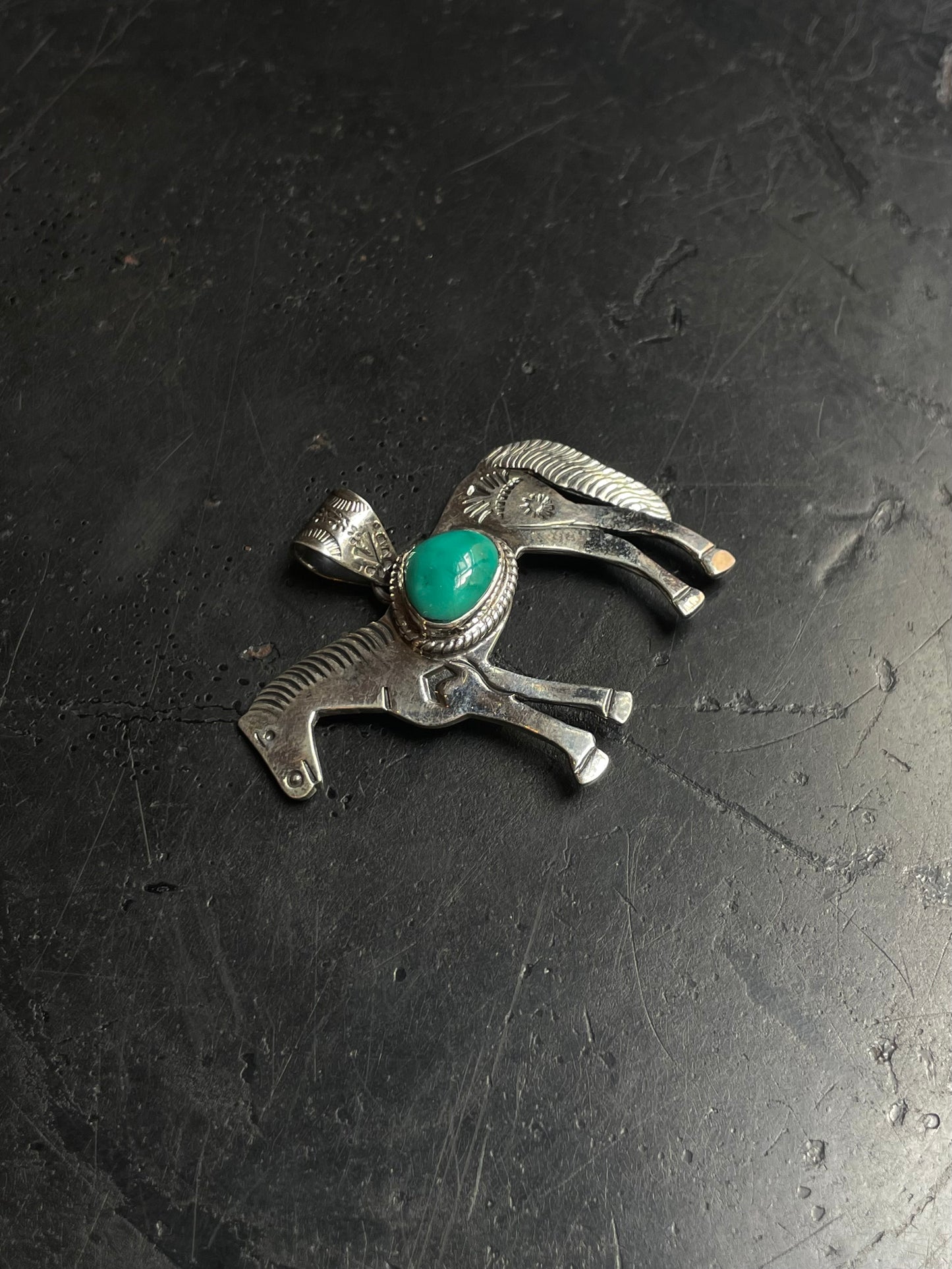 Kingman Turquoise Horse Pendant | 925 Sterling Silver E250