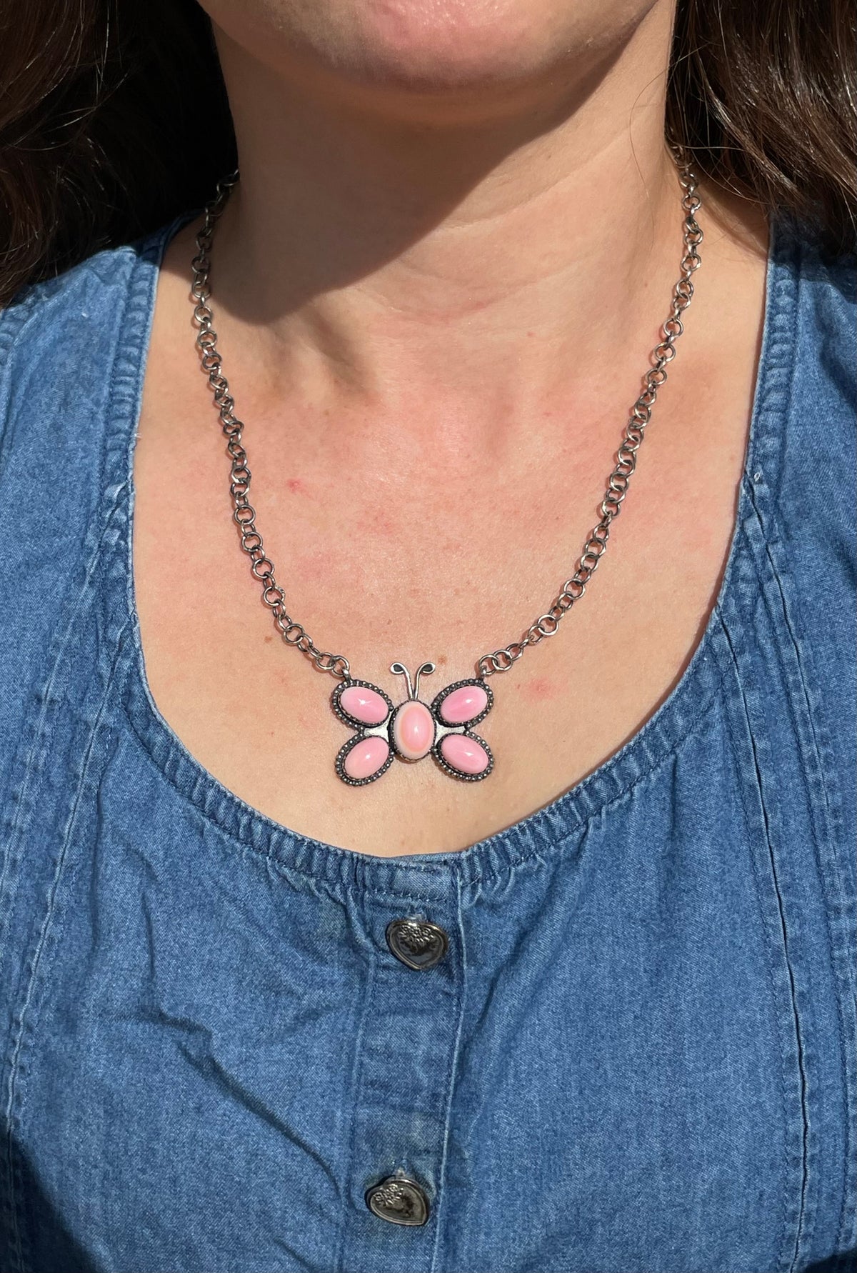 Pink Conch Butterfly Necklace | 925 Sterling Silver D323