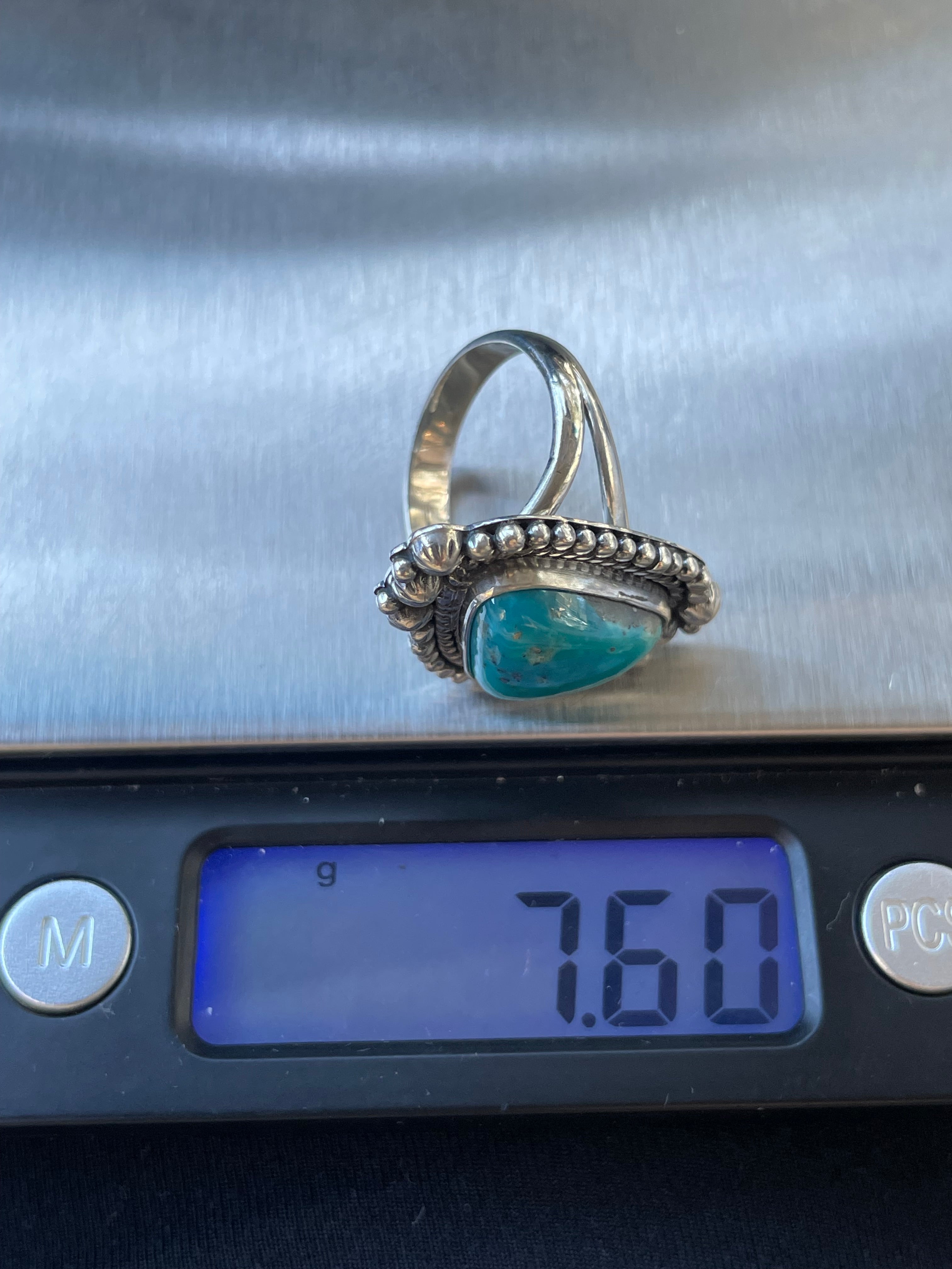 Kingman Turquoise Ring Size 7 | 925 Sterling Silver Southwest D109